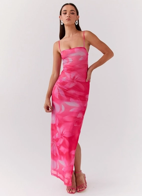 Romantic Hour Life In Pink Maxi Dress - Abstract Bloom