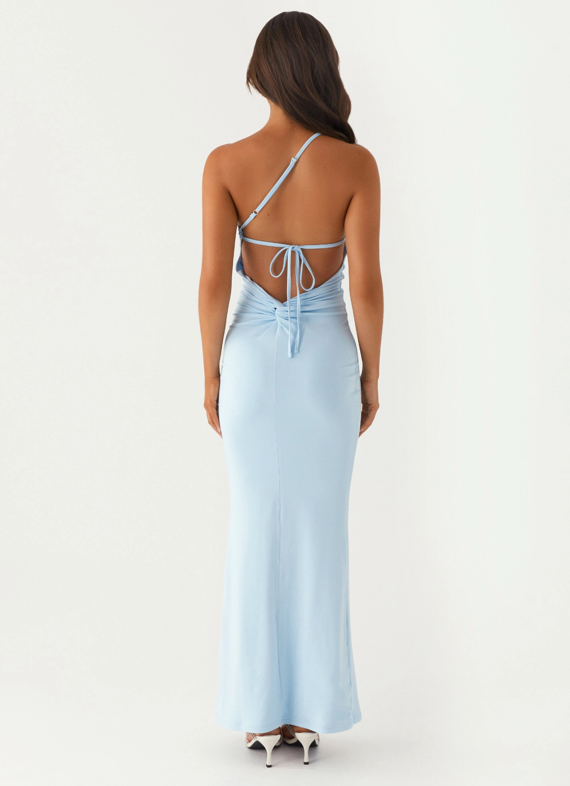 Claudia One Shoulder Maxi Dress - Blue Sophisticated Line Bright Feel