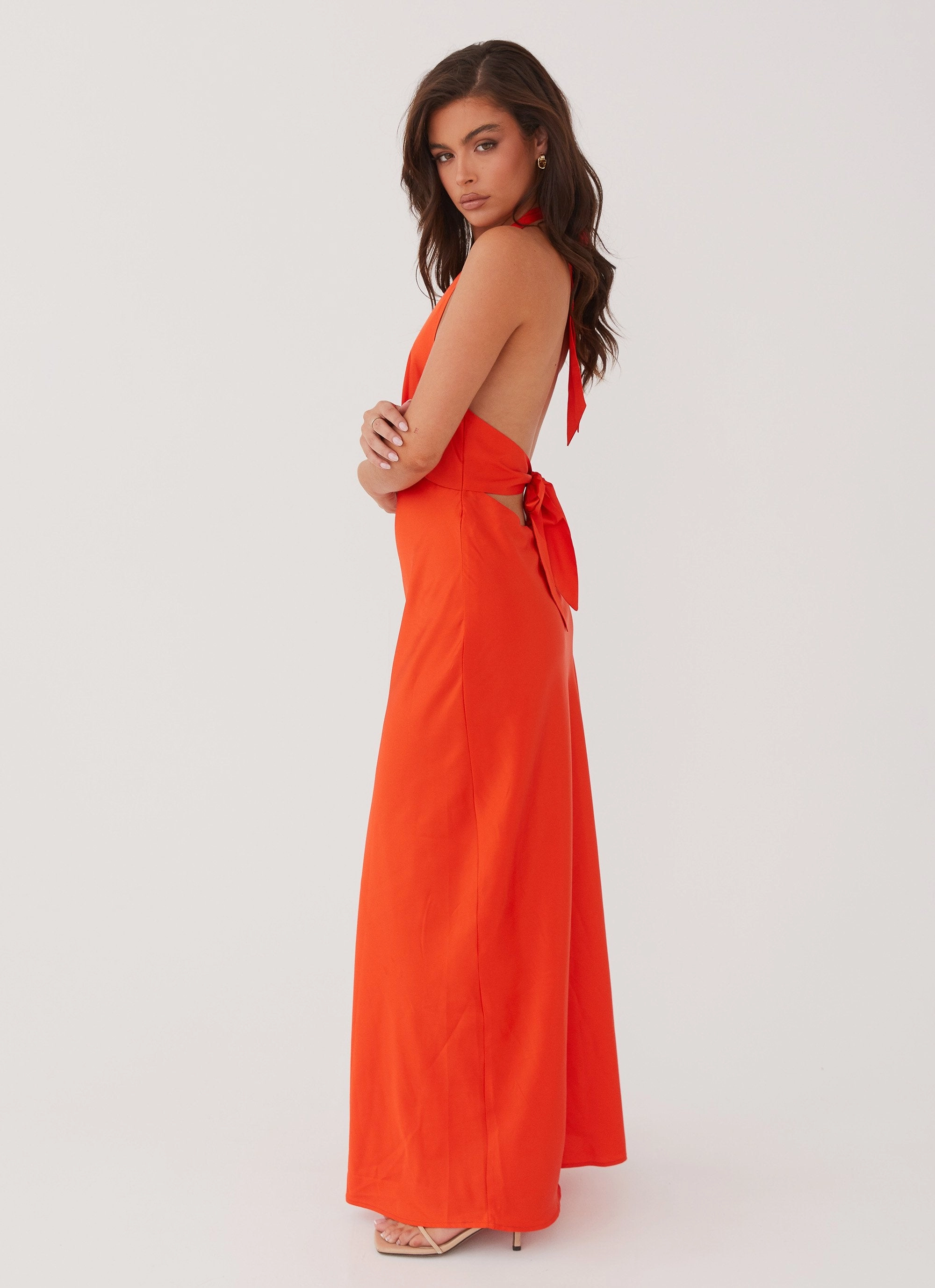 Heavy Hearted Satin Maxi Dress - Sunset Urban Light Timeless Layering