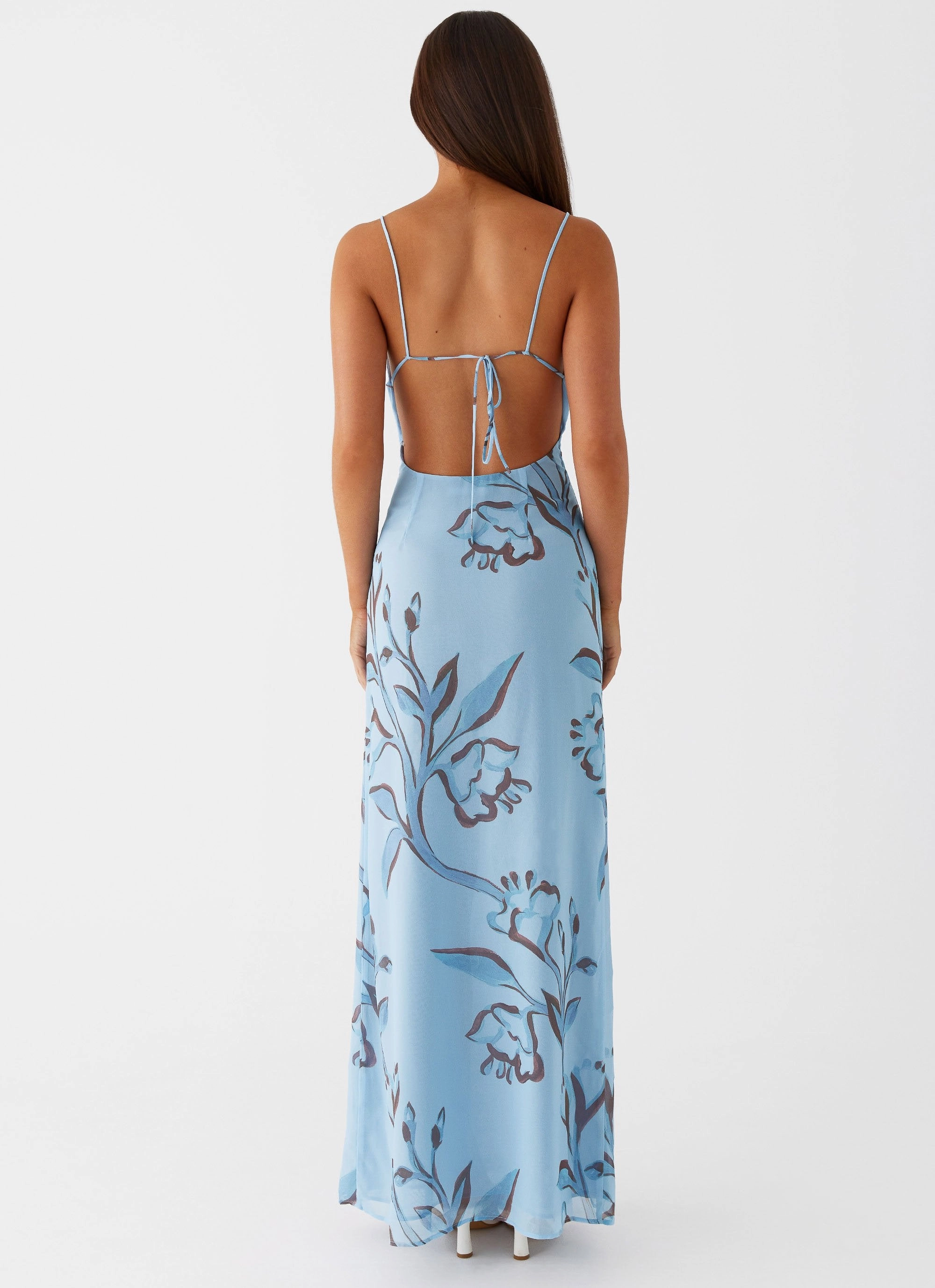 Soft cotton blend dress Tiered Skirt Felicia Daisy Maxi Dress - Blue Floral