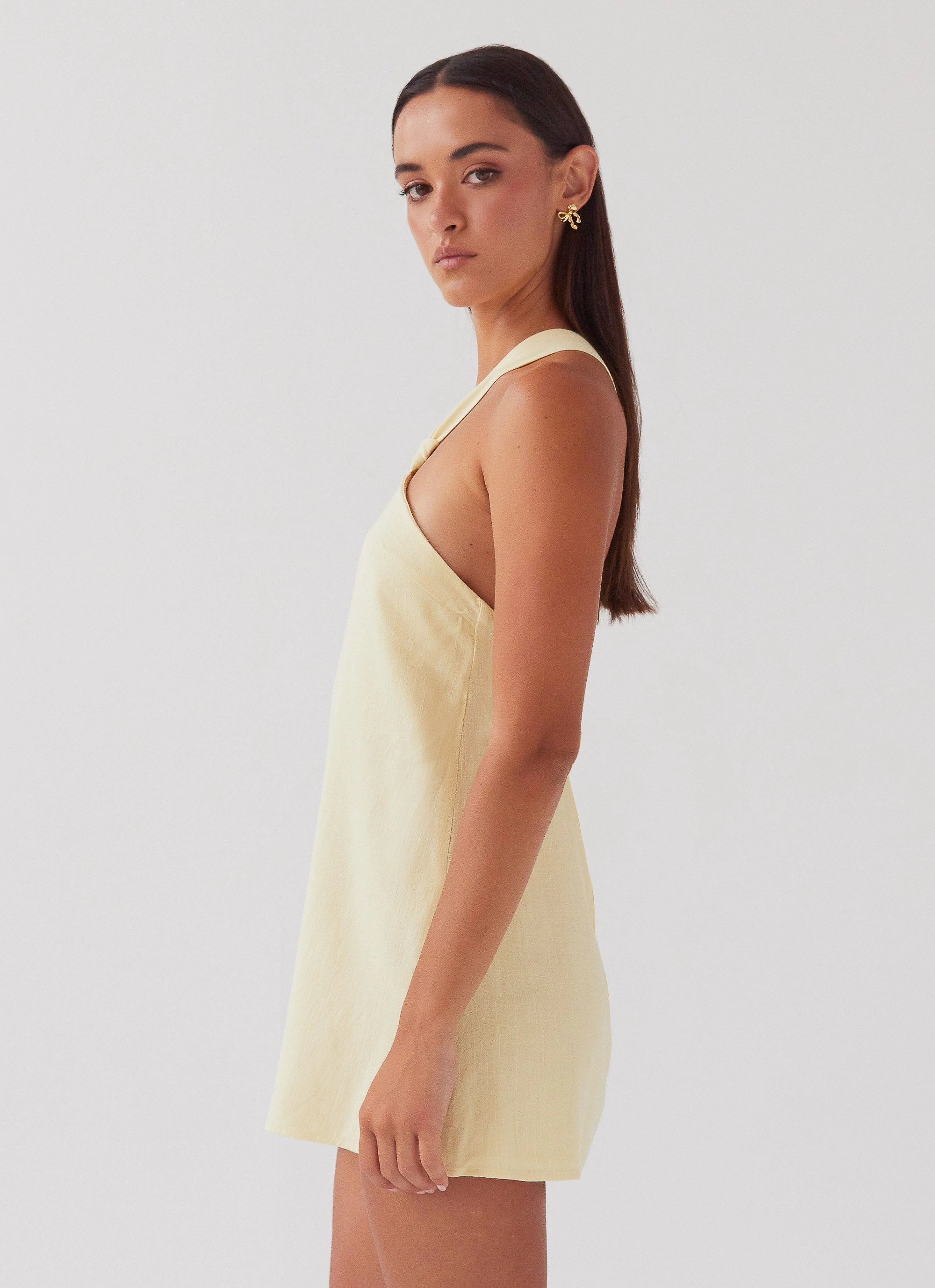 Chic Ensemble Keira Linen Mini Dress - Lemon