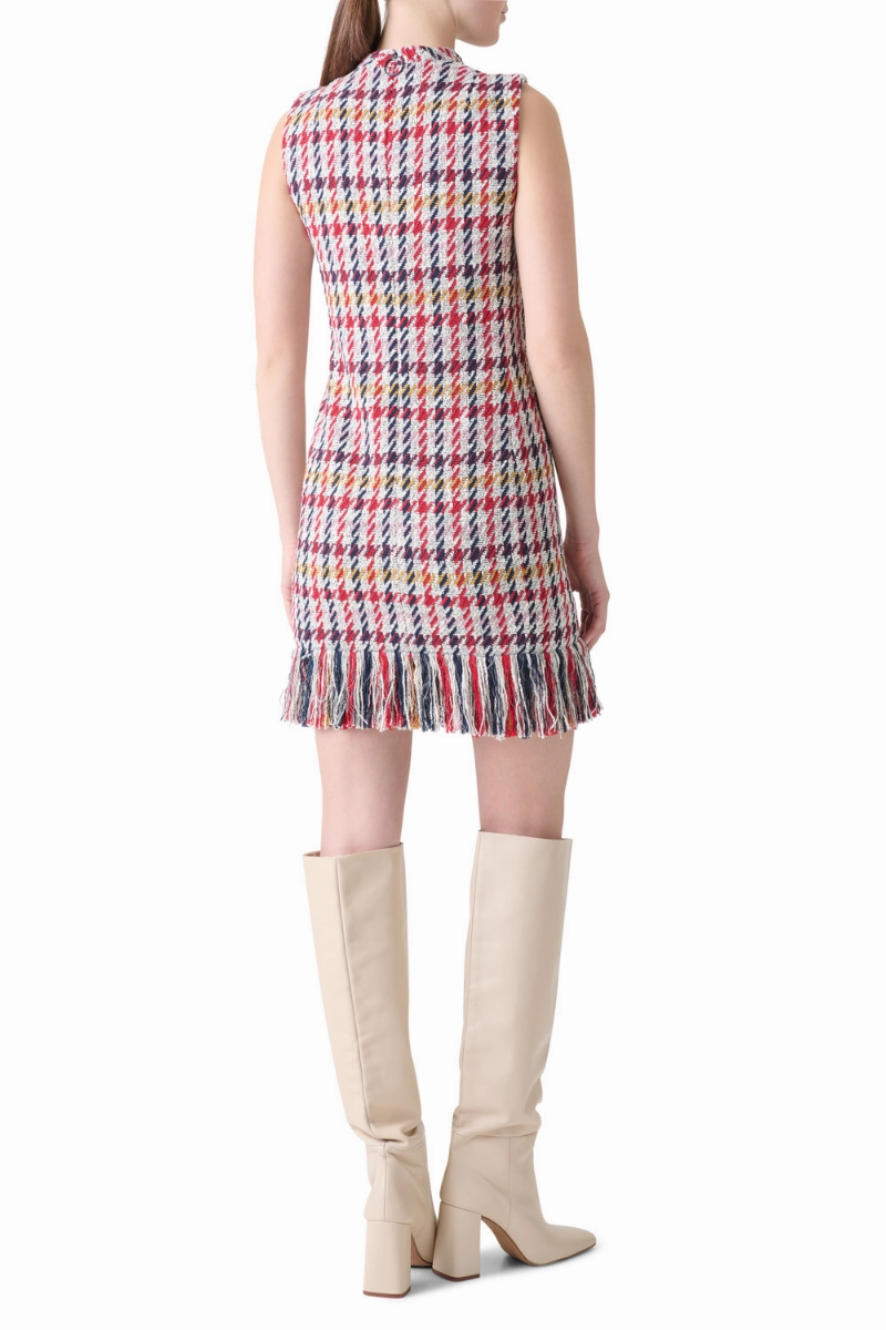 Nordic Calm Vintage Style Fringed Tweed Sheath Dress