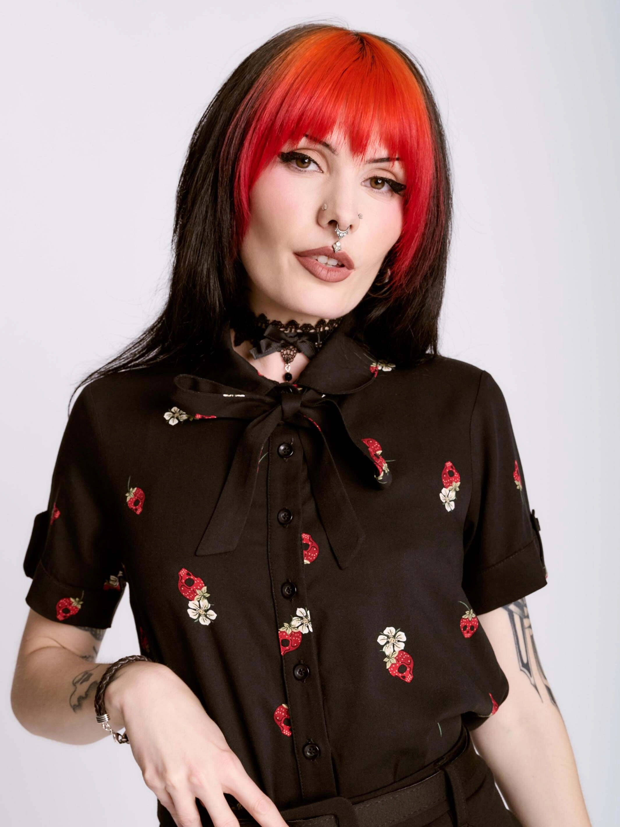 Strawberry Skull Academia Shirt Comfortable Shape