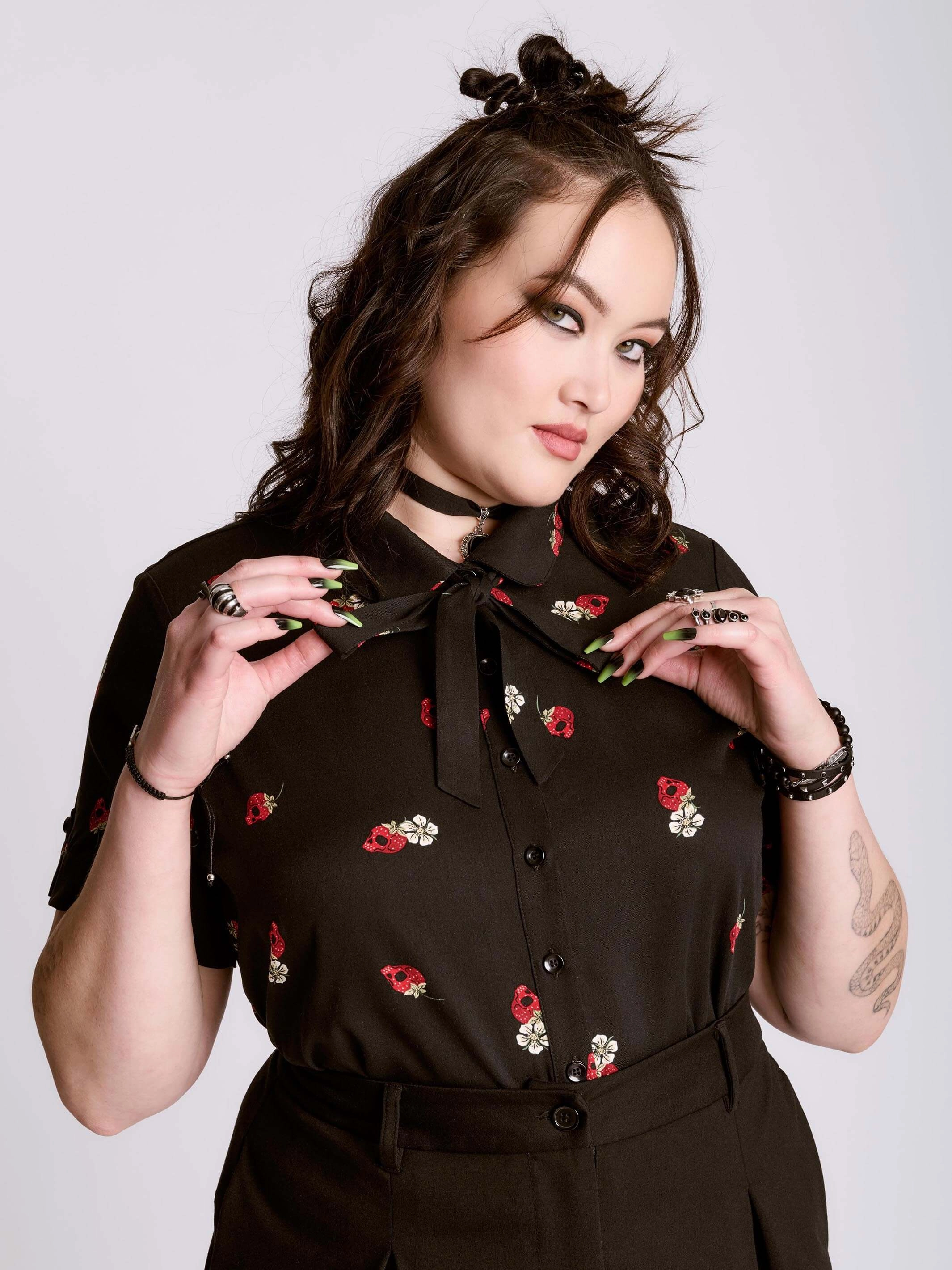 comfortable top Soft Touch Strawberry Skull Academia Shirt