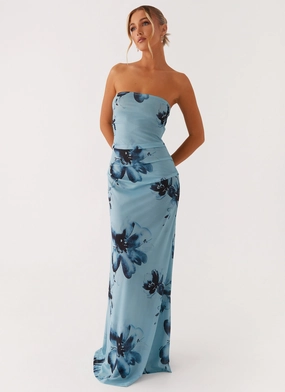 Minimal Core Smart Casual Field Of Dreams Maxi Dress - Blue Black Floral