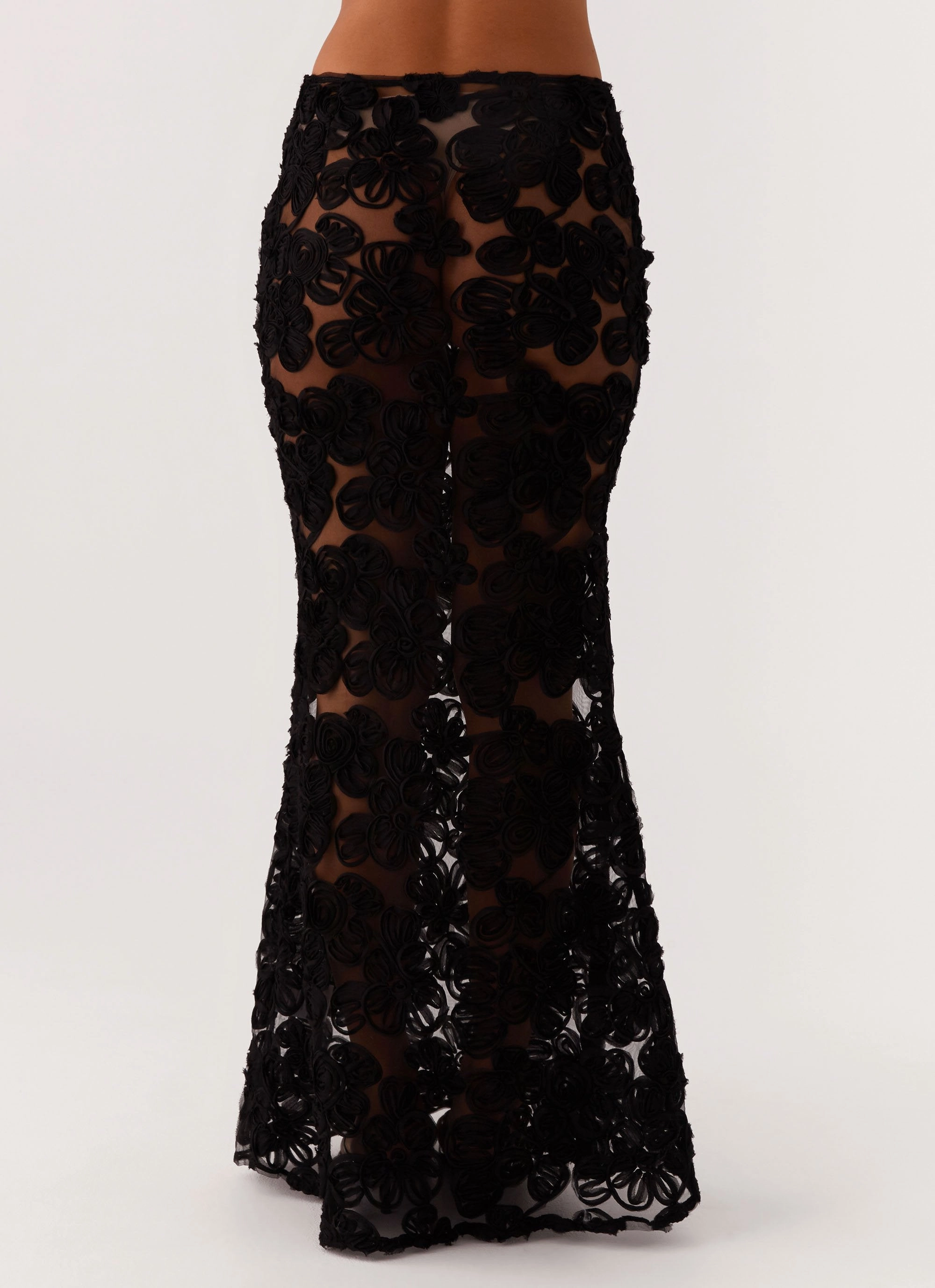 Classic Choice Fiorella Floret Maxi Skirt - Black