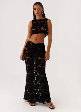 Refined Texture Fiorella Floret Maxi Skirt - Black