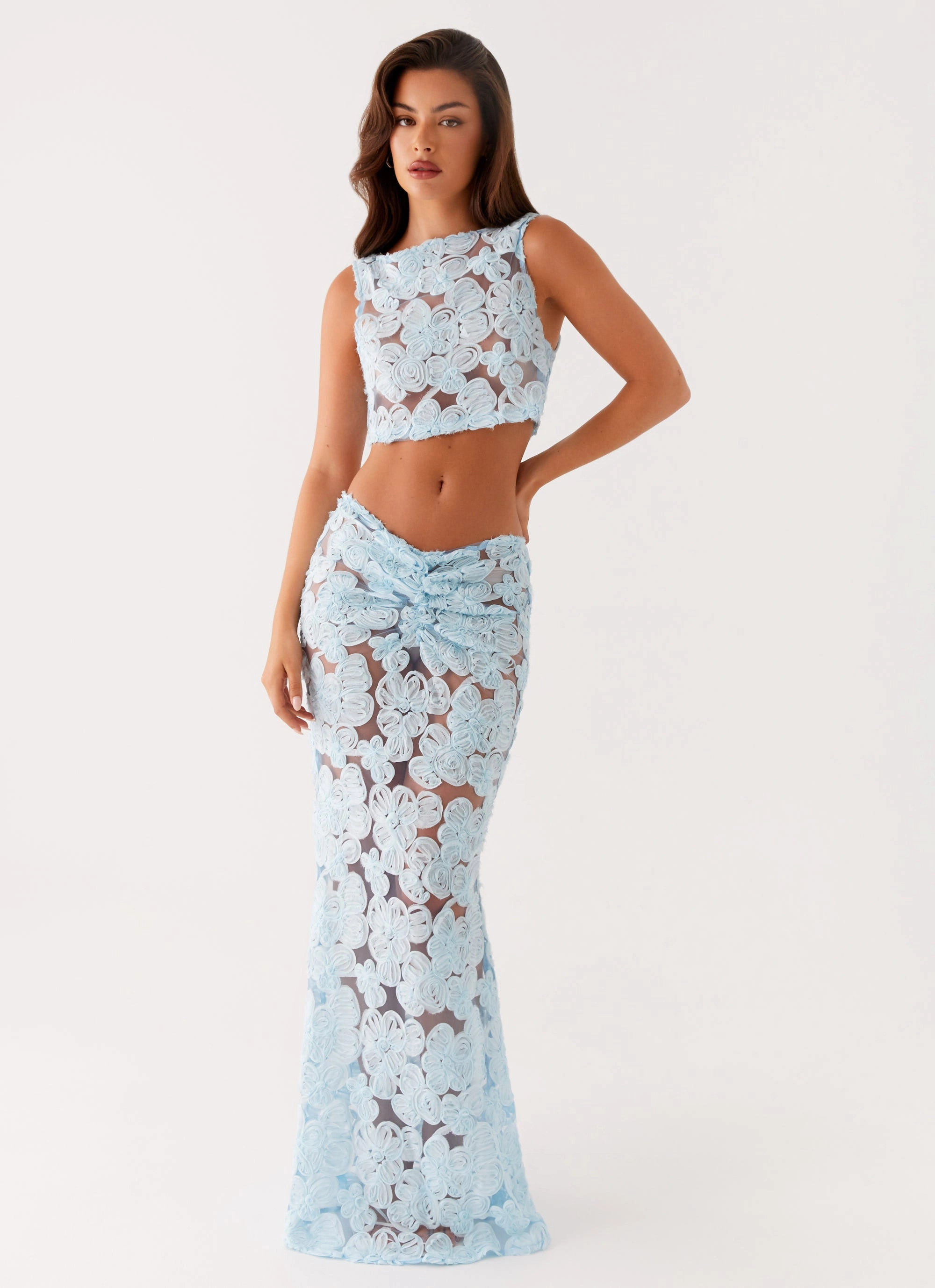 Fiorella Floret Maxi Skirt - Blue Curve Friendly All Day Fit