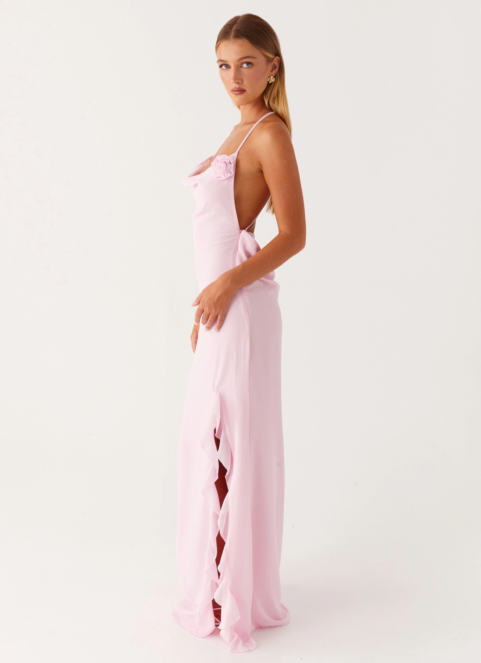 Cinched-Waist First Class Maxi Dress - Pink