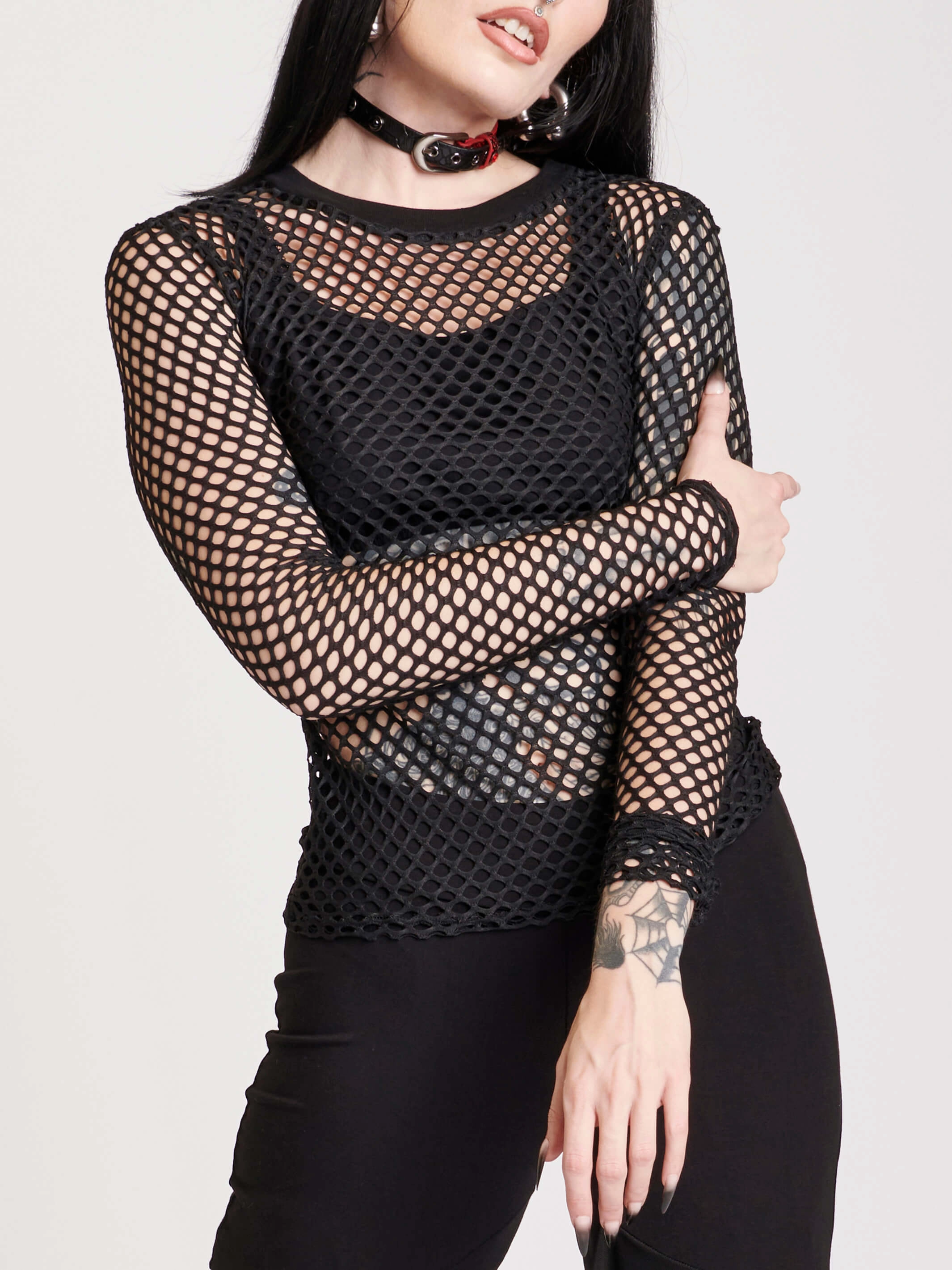 Sleepwear Fishnet Long Sleeve Top