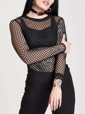 Sleepwear Fishnet Long Sleeve Top