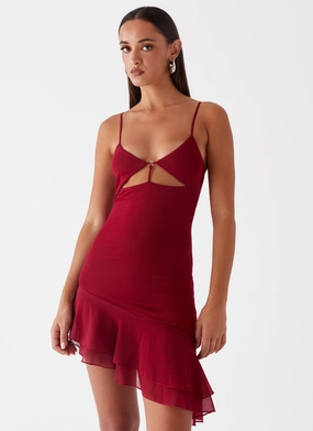 Soft And Comfortable Lux Look Mallory Mini Dress - Cherry Red