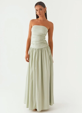 Neutral Aesthetic Classic structured dress Carmel Maxi Dress - Sage