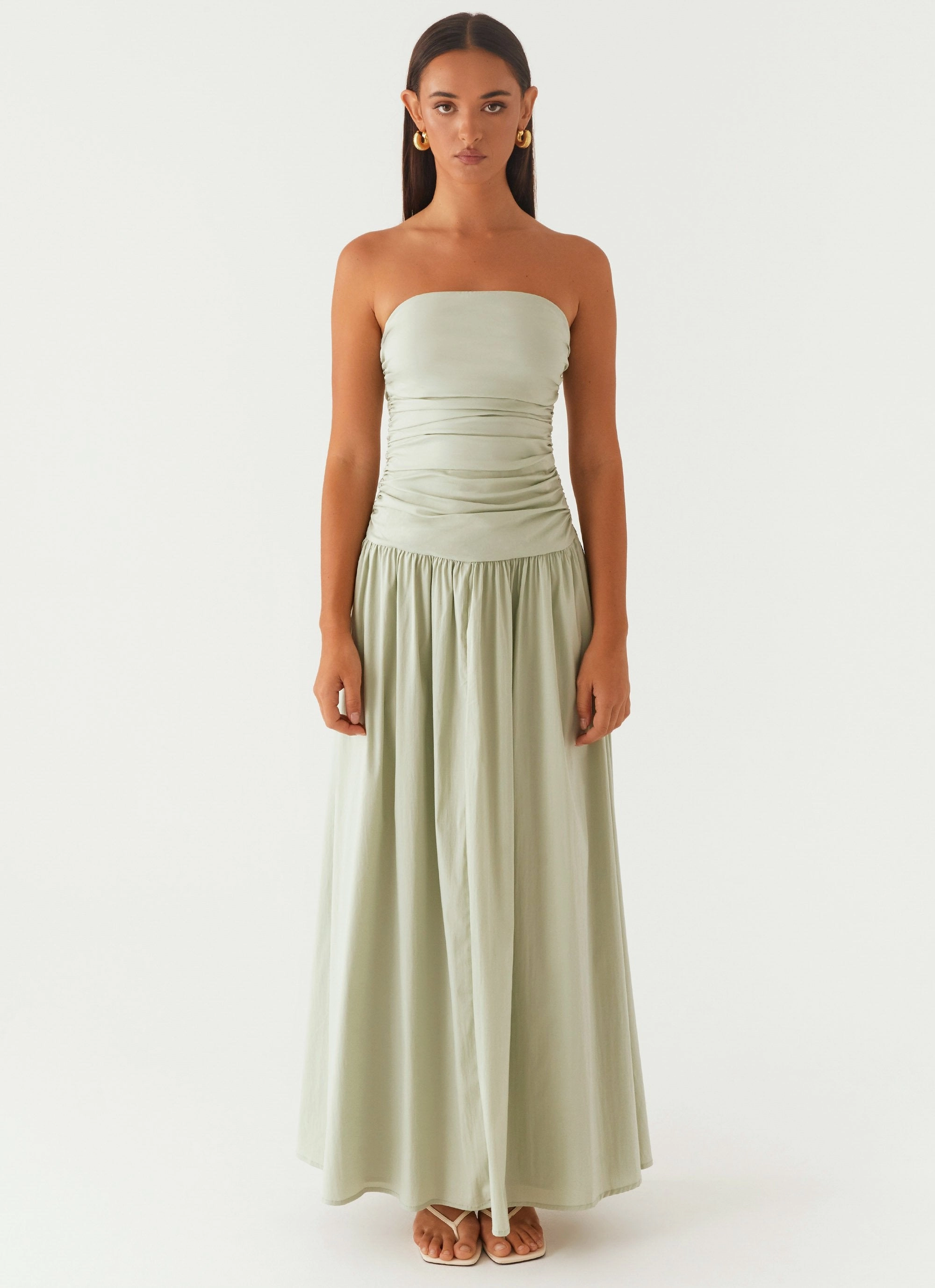 Curve Friendly Layering Piece Carmel Maxi Dress - Sage