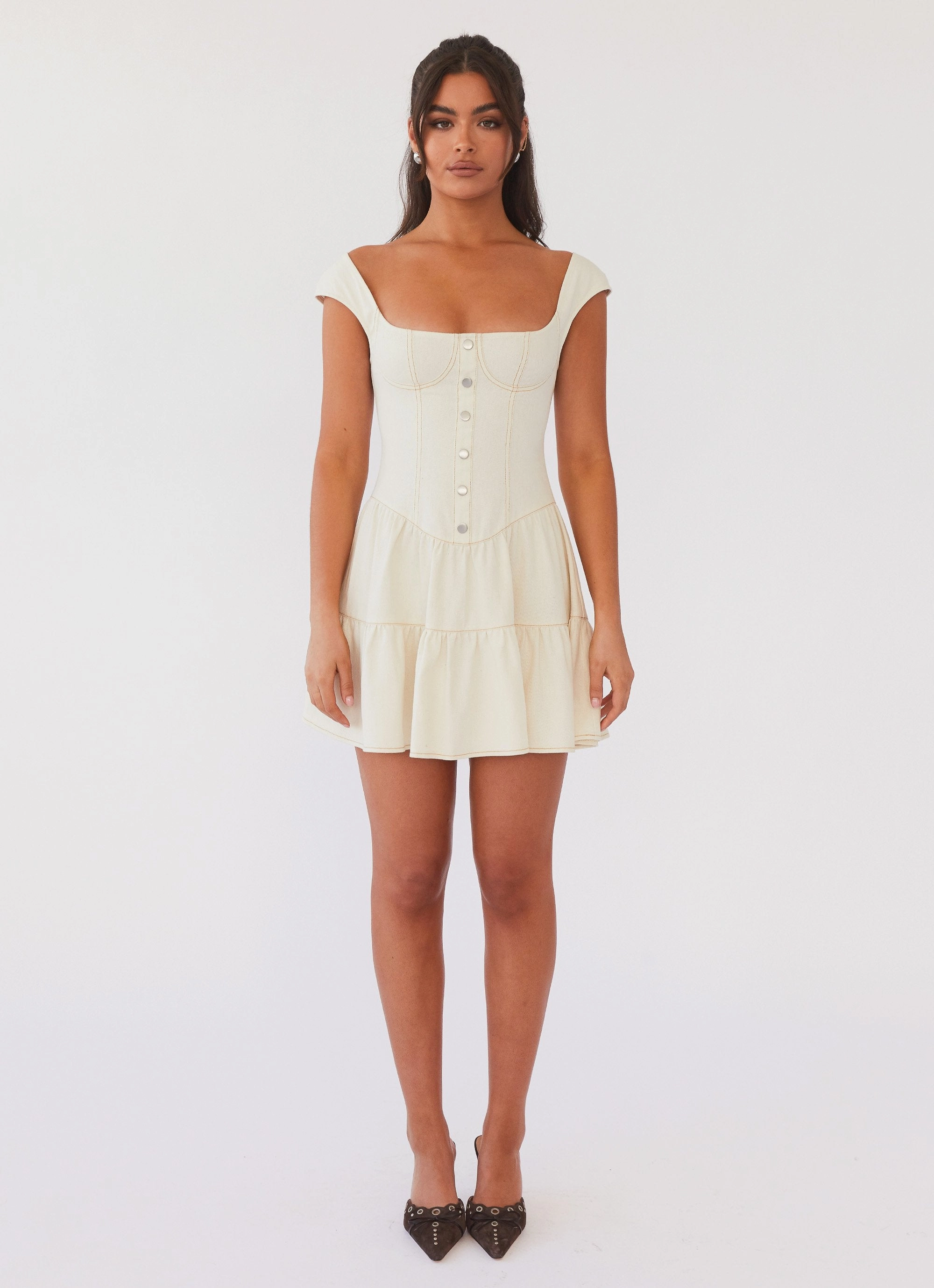 Polished Style Isabella Denim Bustier Dress - Antique