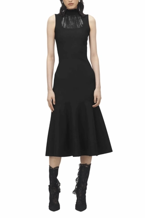 Lace Panel Midi Dress Chilly Wear
