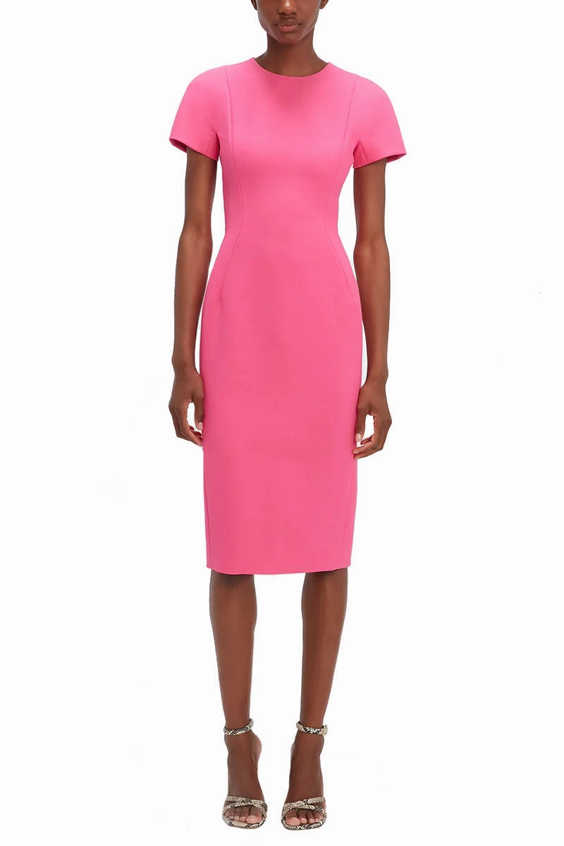 Texture Softness Resort Vibes Fitted T-Shirt Knee-Length Dress