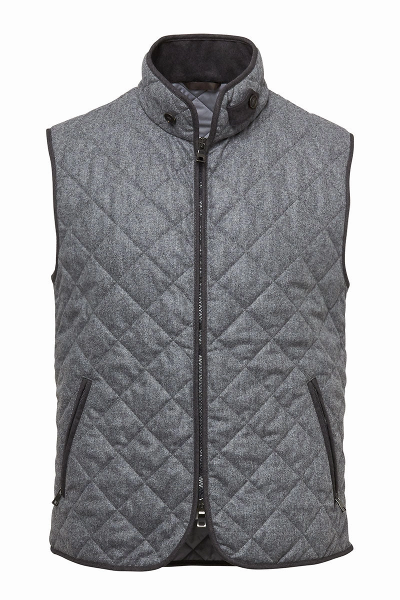 MultiPocket Layout Flannel Quilted Vest
