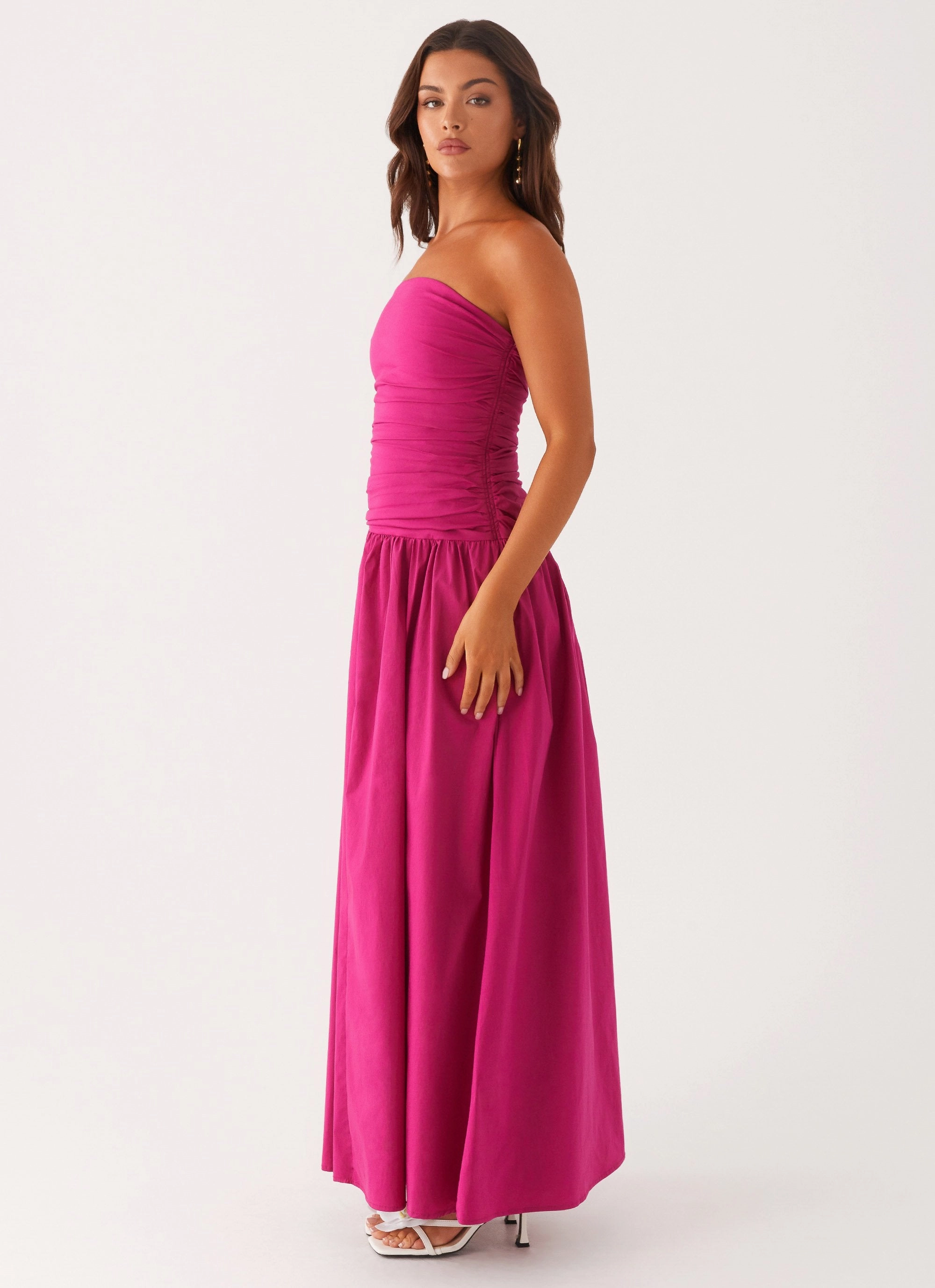 Carmel Maxi Dress - Fuchsia warm tones Piped-Edge