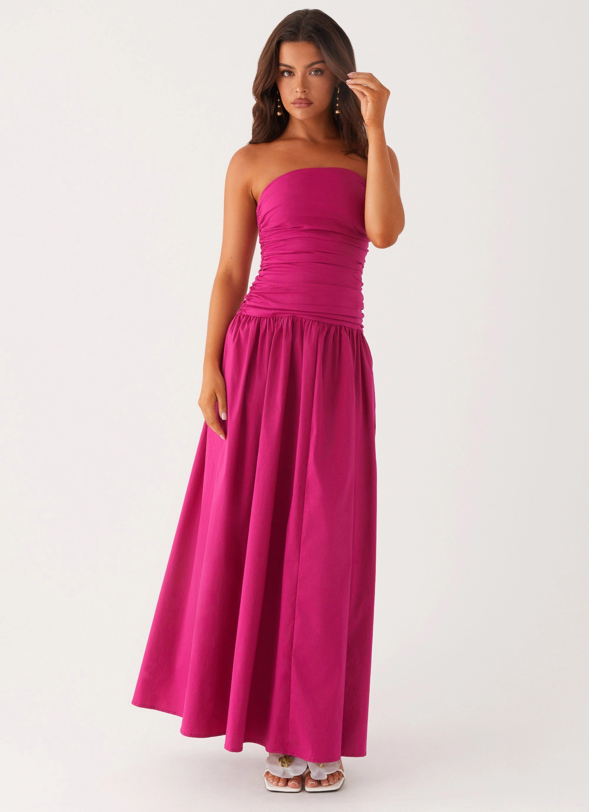 Carmel Maxi Dress - Fuchsia Soft Fabric High-waisted evening piece