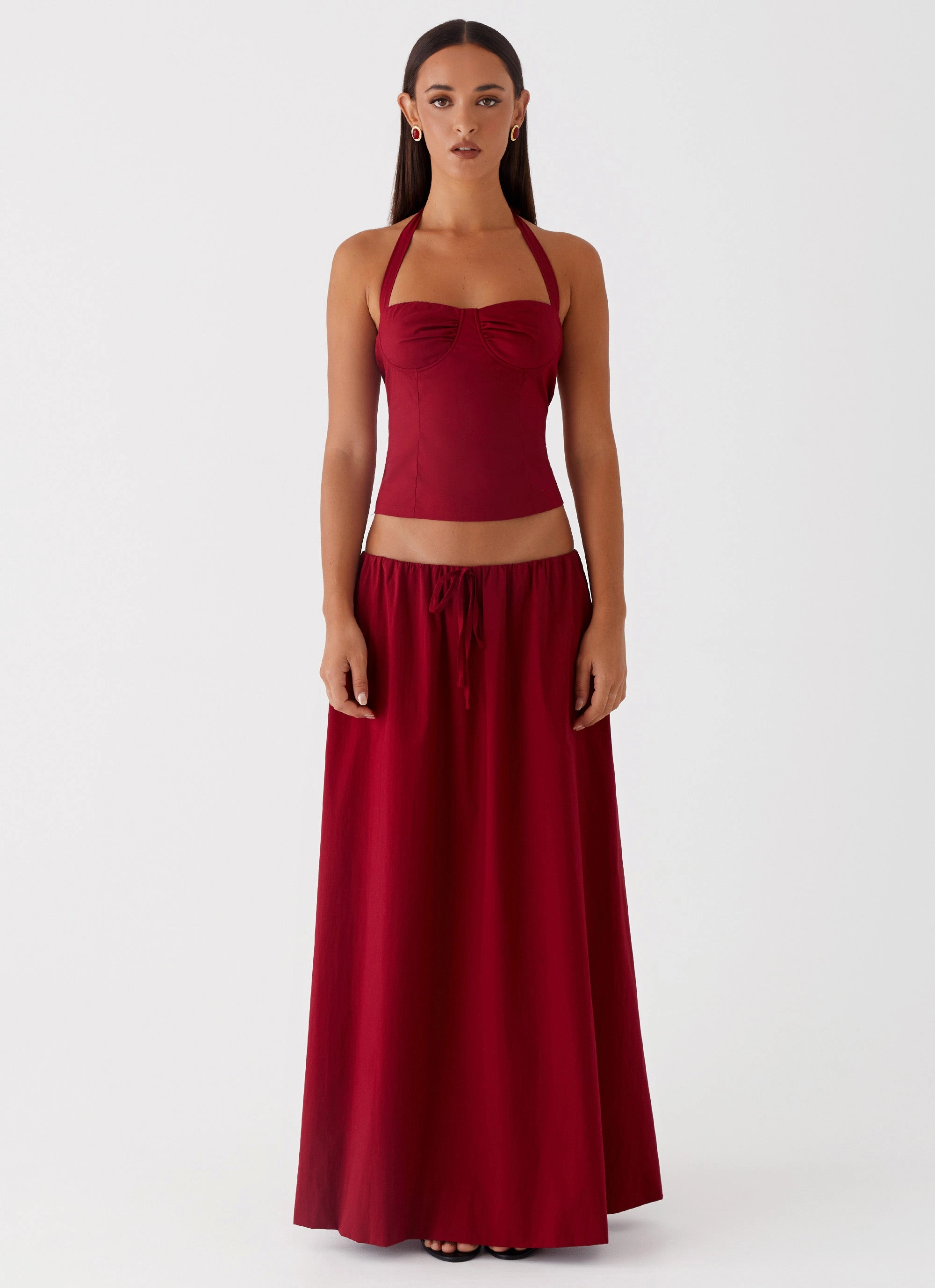 Outdoor Gathering Cheryl Maxi Skirt - Cherry Red
