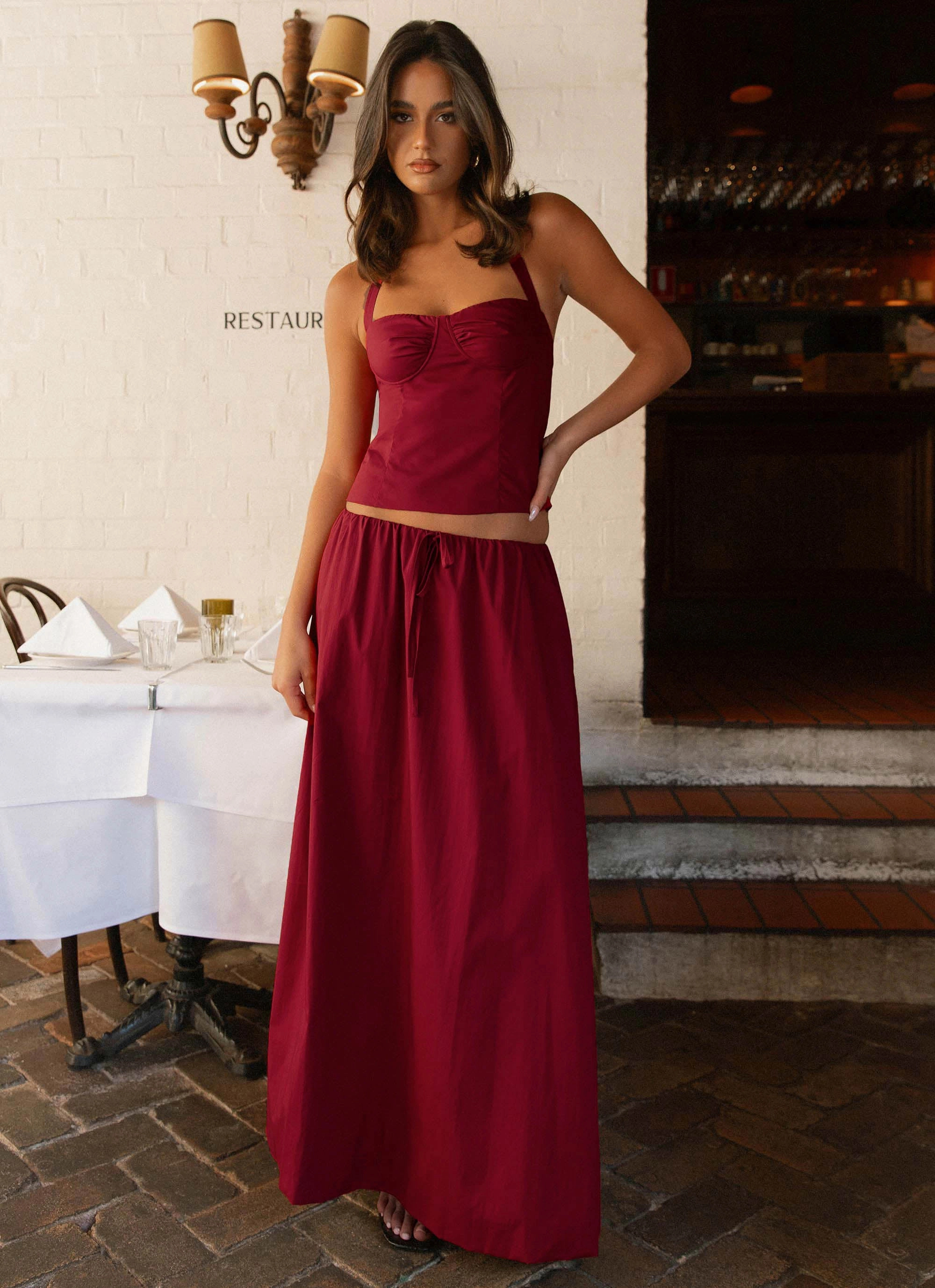 Cheryl Maxi Skirt - Cherry Red Reinforced Seams