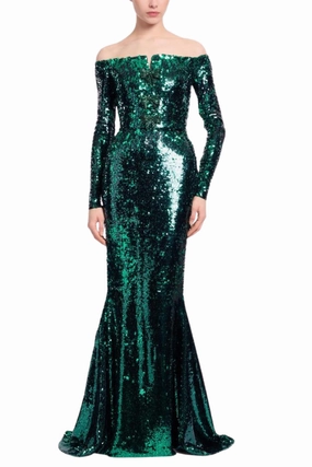 Off-The-Shoulder Sequin Gown Chic Ensemble Light and Comfortable