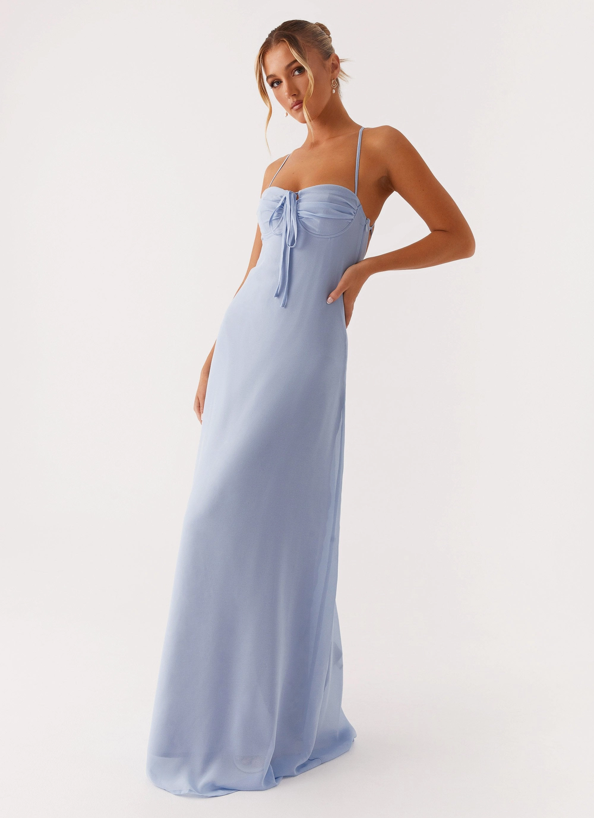 Aveline Bustier Maxi Dress - Blue Polished Edge Elegant Mature