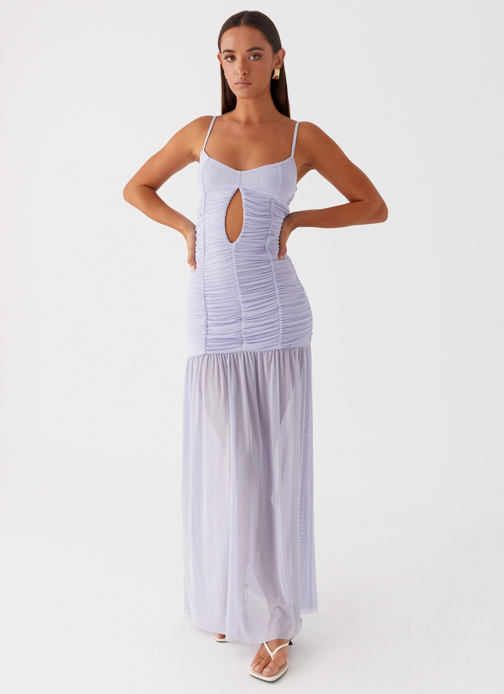 Easy Vibe Lace Fine Constance Mesh Maxi Dress - Lavender