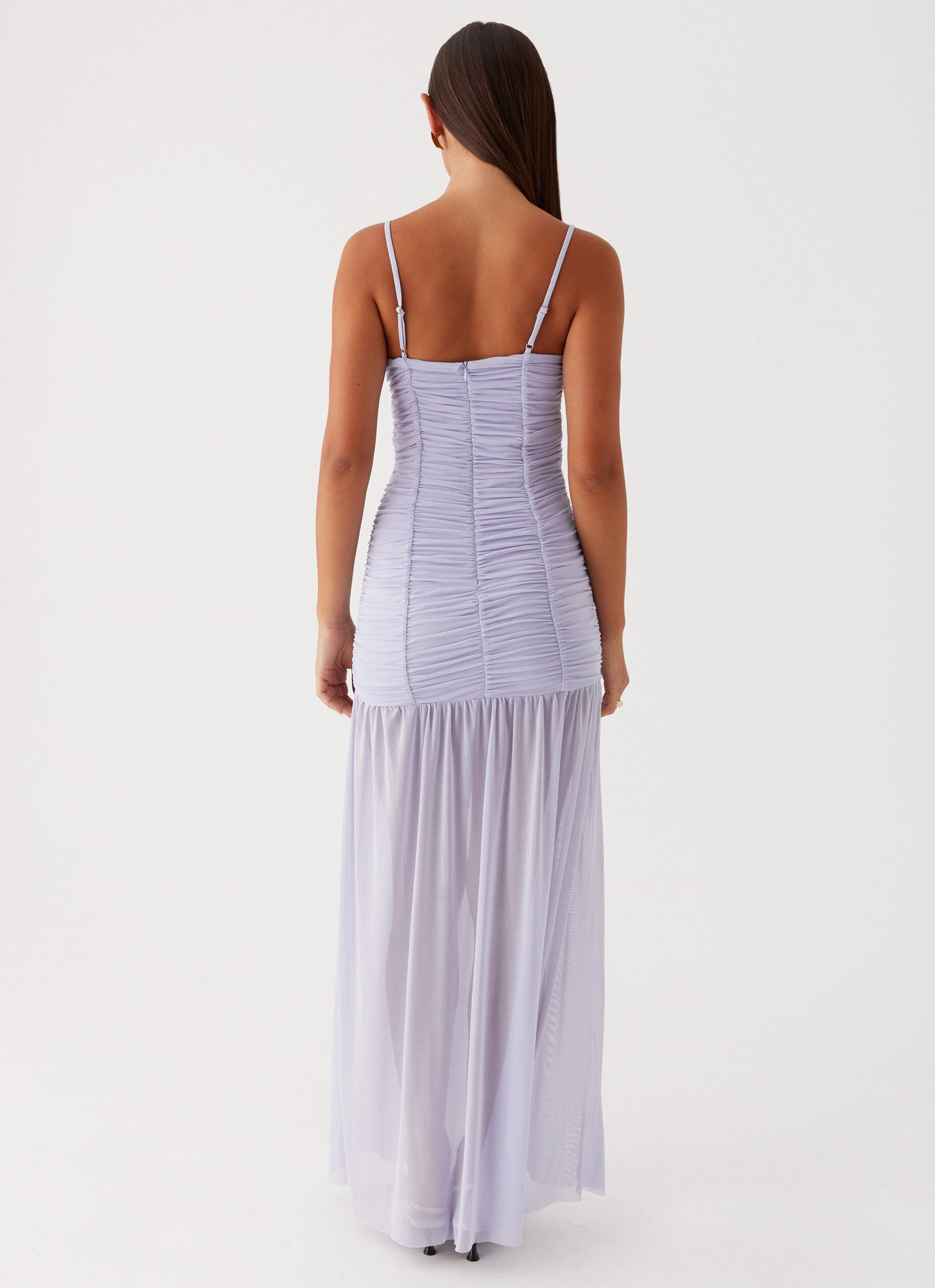 Versatile Layer Wear Winter Layering Constance Mesh Maxi Dress - Lavender