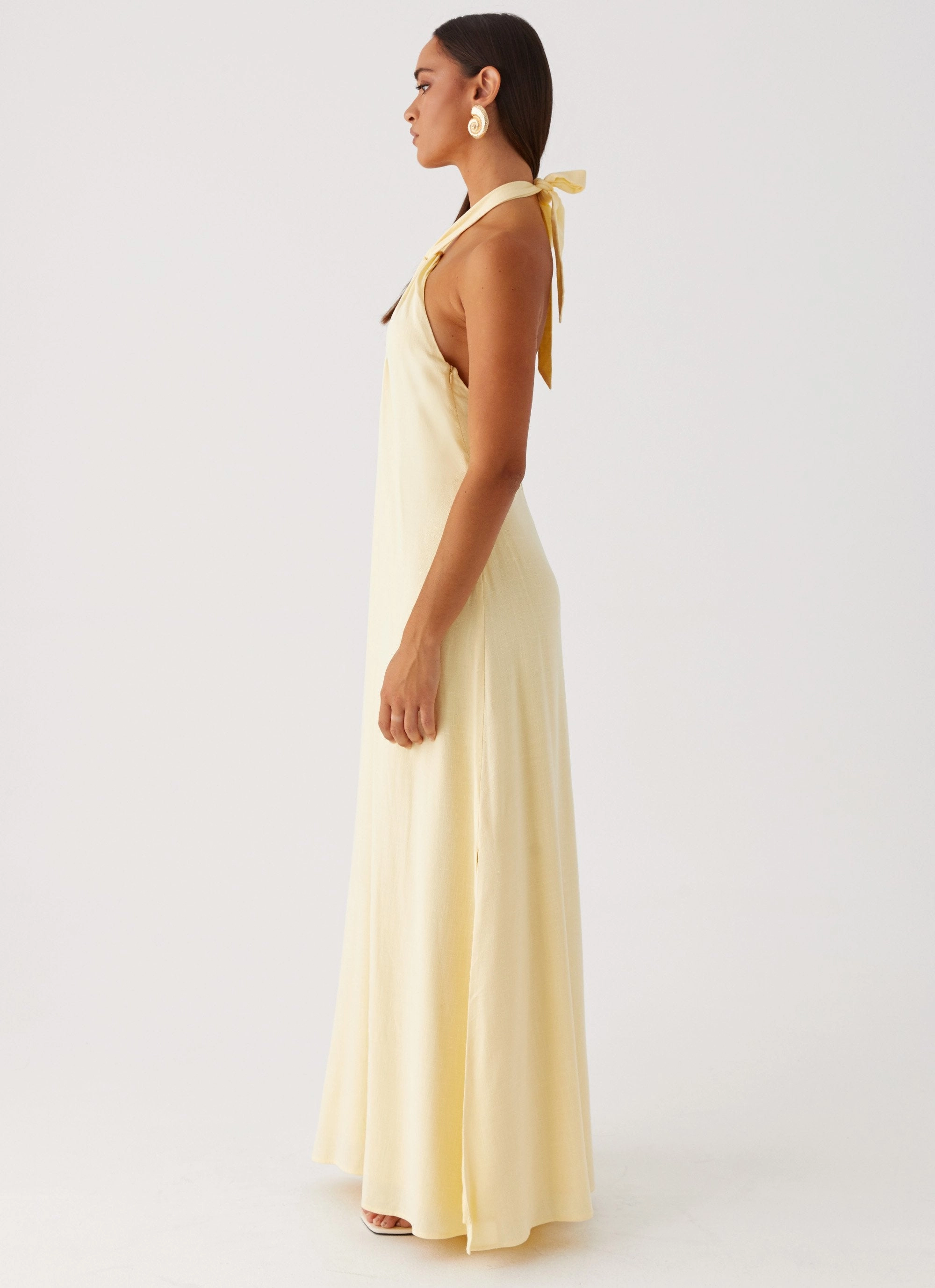 Golden Child Linen Maxi Dress - Yellow Sophisticated Style Fitted Neat