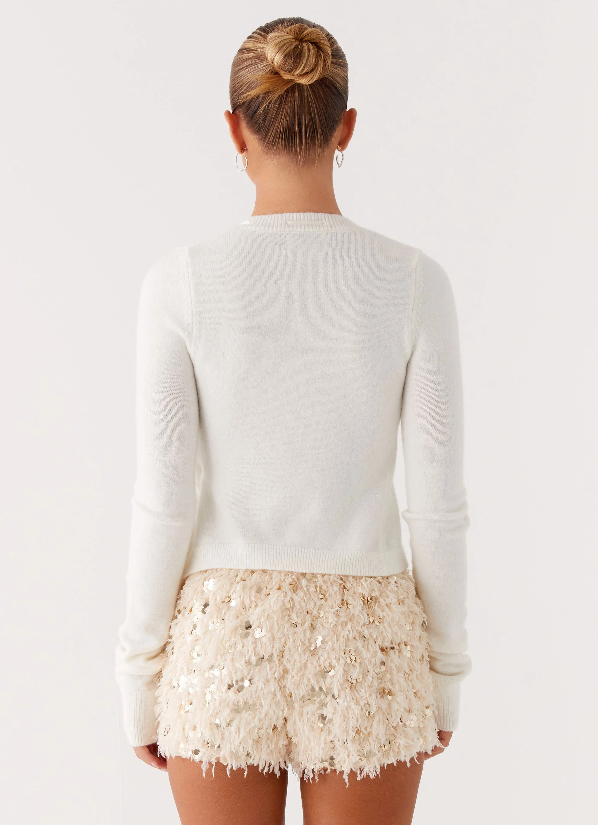 Candy Sequin Mini Shorts - White Quick Dry Tech