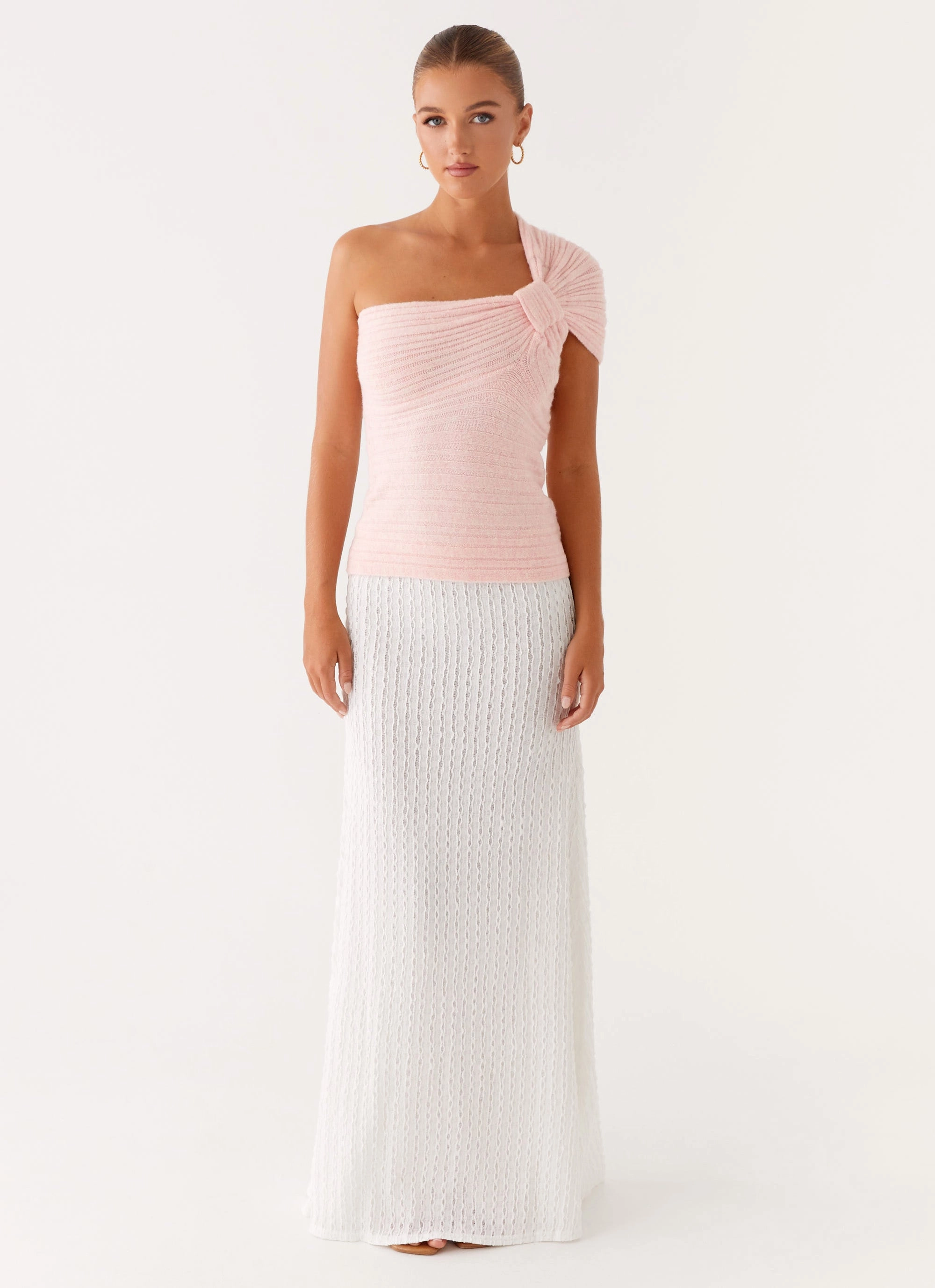 Clovelly Maxi Skirt - White Soft Texture Creative Look