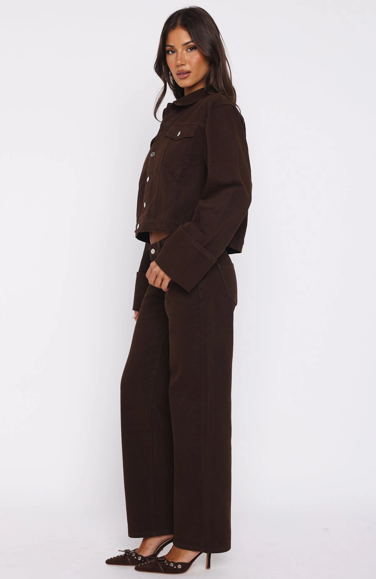 Balanced Piece Bring The Style Low Rise Wide Leg Jeans Chocolate Wash