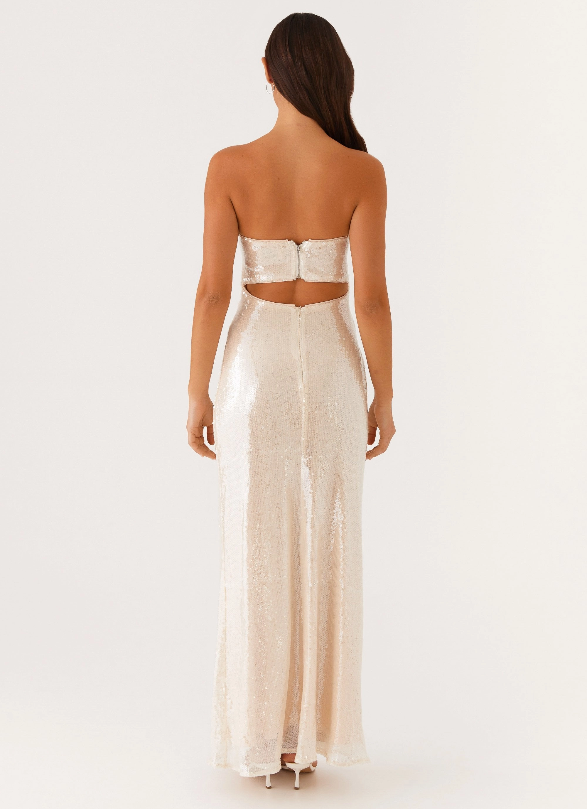 Romantic Bloom Sharp Profile Tianna Strapless Sequin Maxi Dress - Ivory