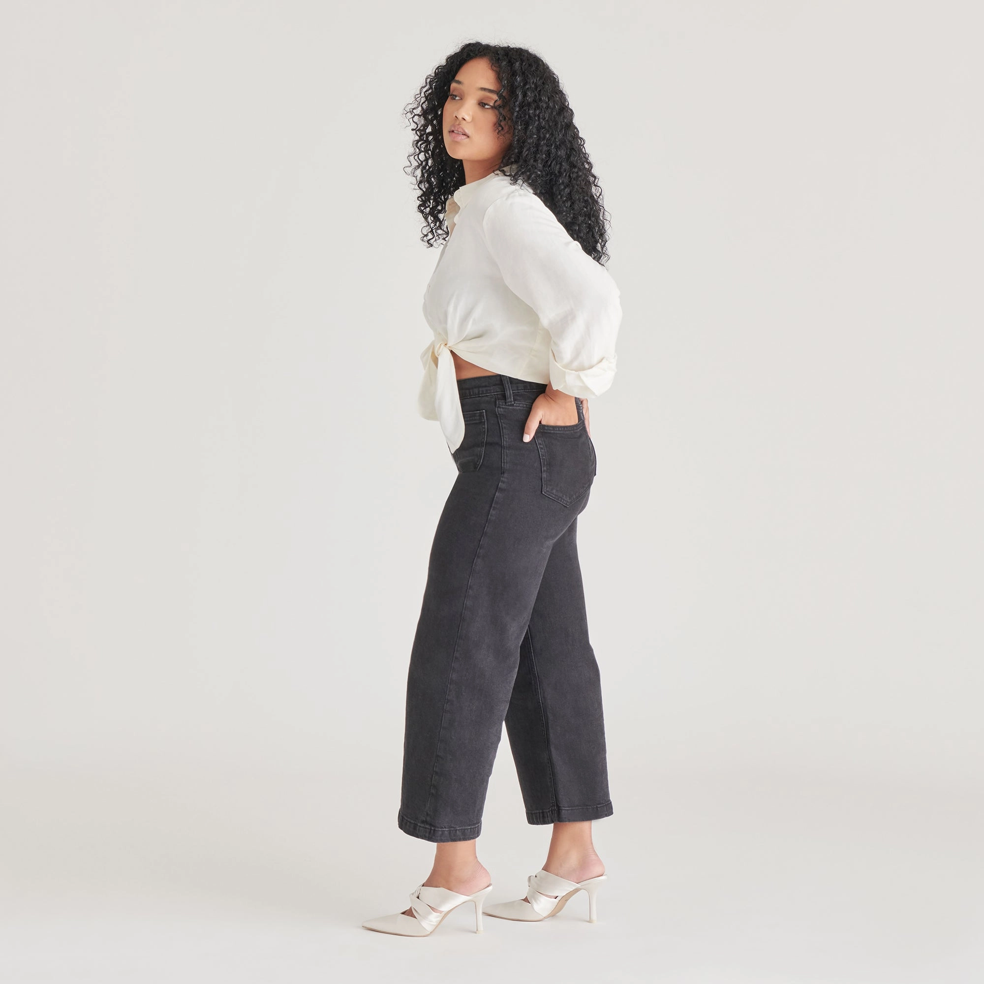 mom style Pointed Sandals KELSY HEELS CREME SATIN