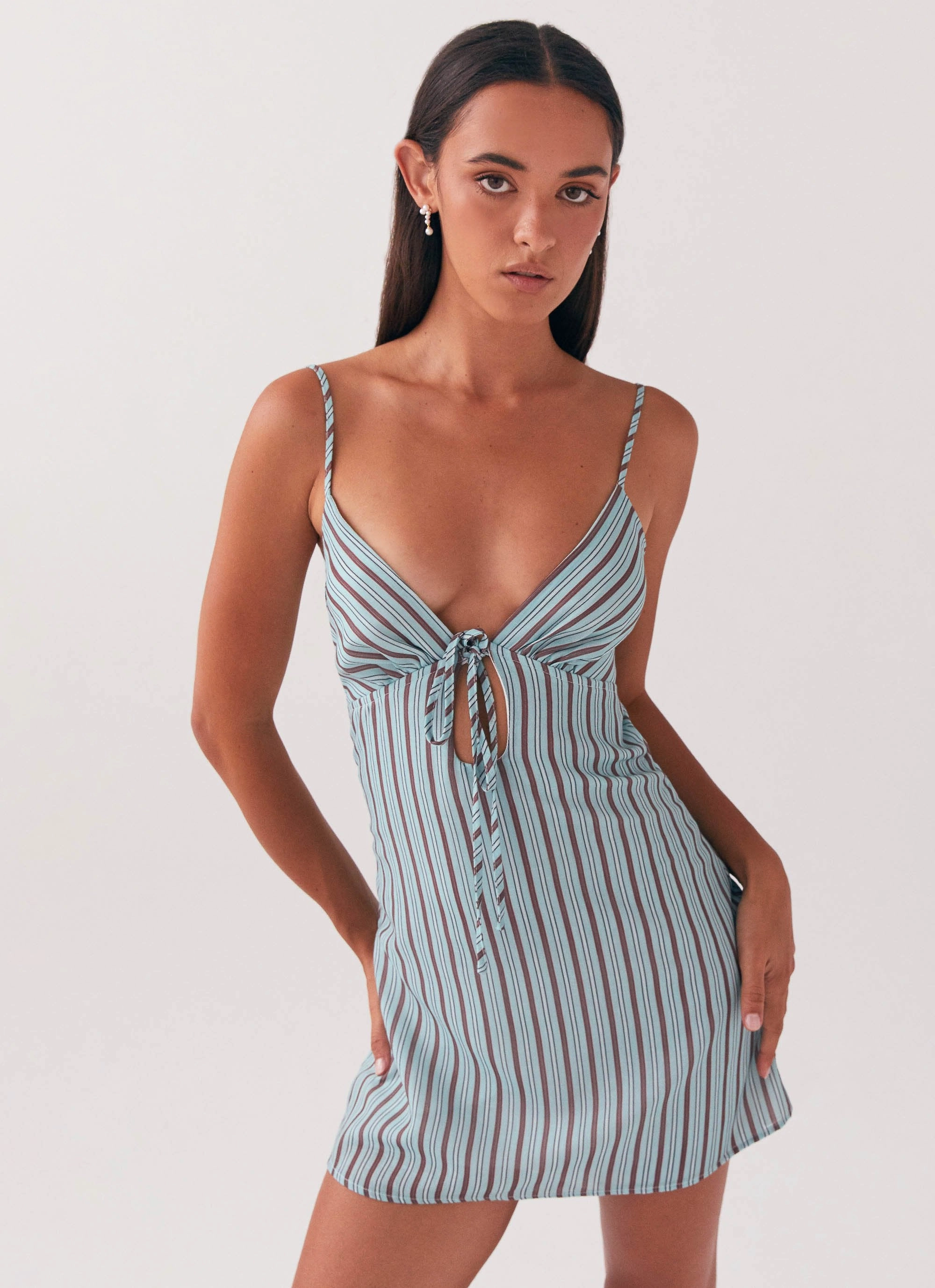 Flora Linen Mini Dress - Coastal Stripe All Gender