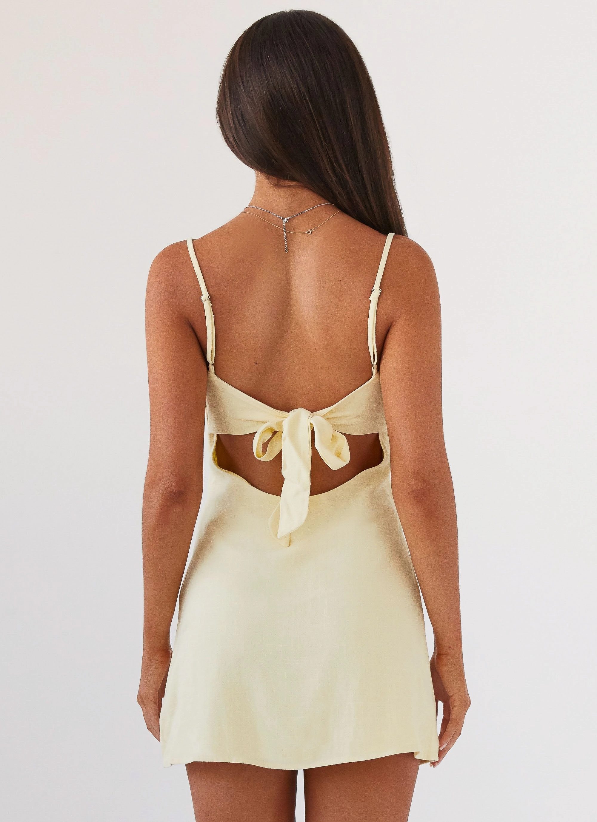 Flora Linen Mini Dress - Lemon Daily Casual