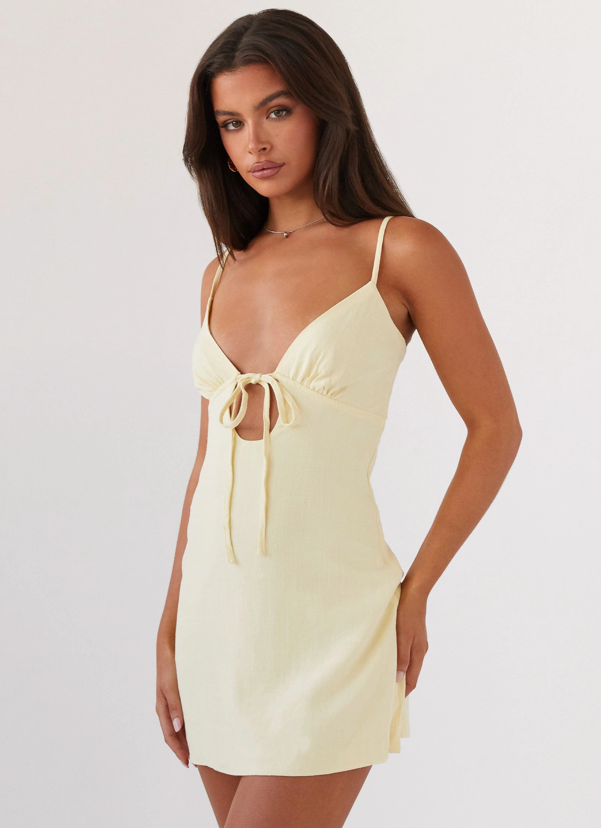 Daywear Fit Flora Linen Mini Dress - Lemon