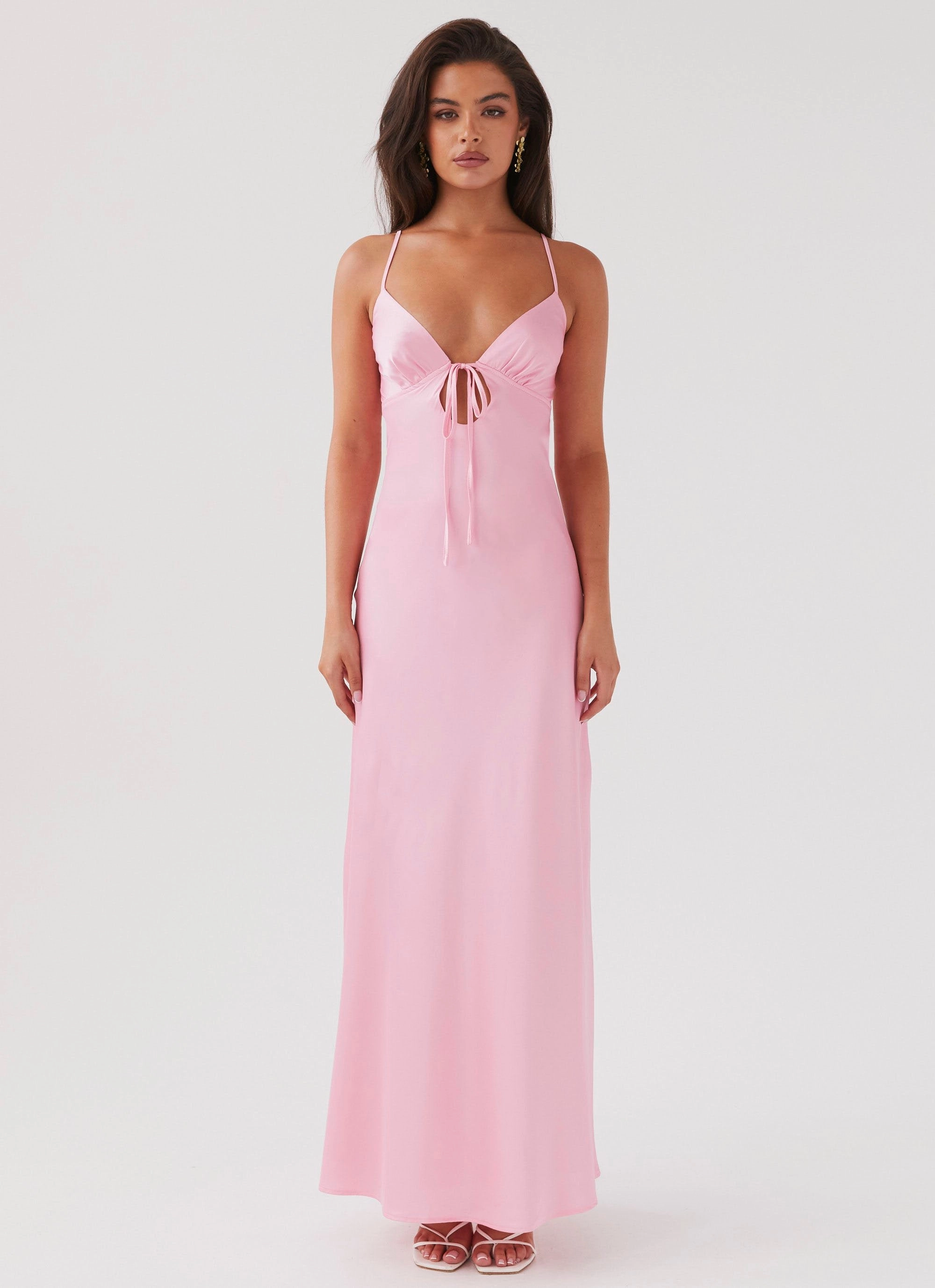 Flora Satin Maxi Dress - Candy Texture Flow