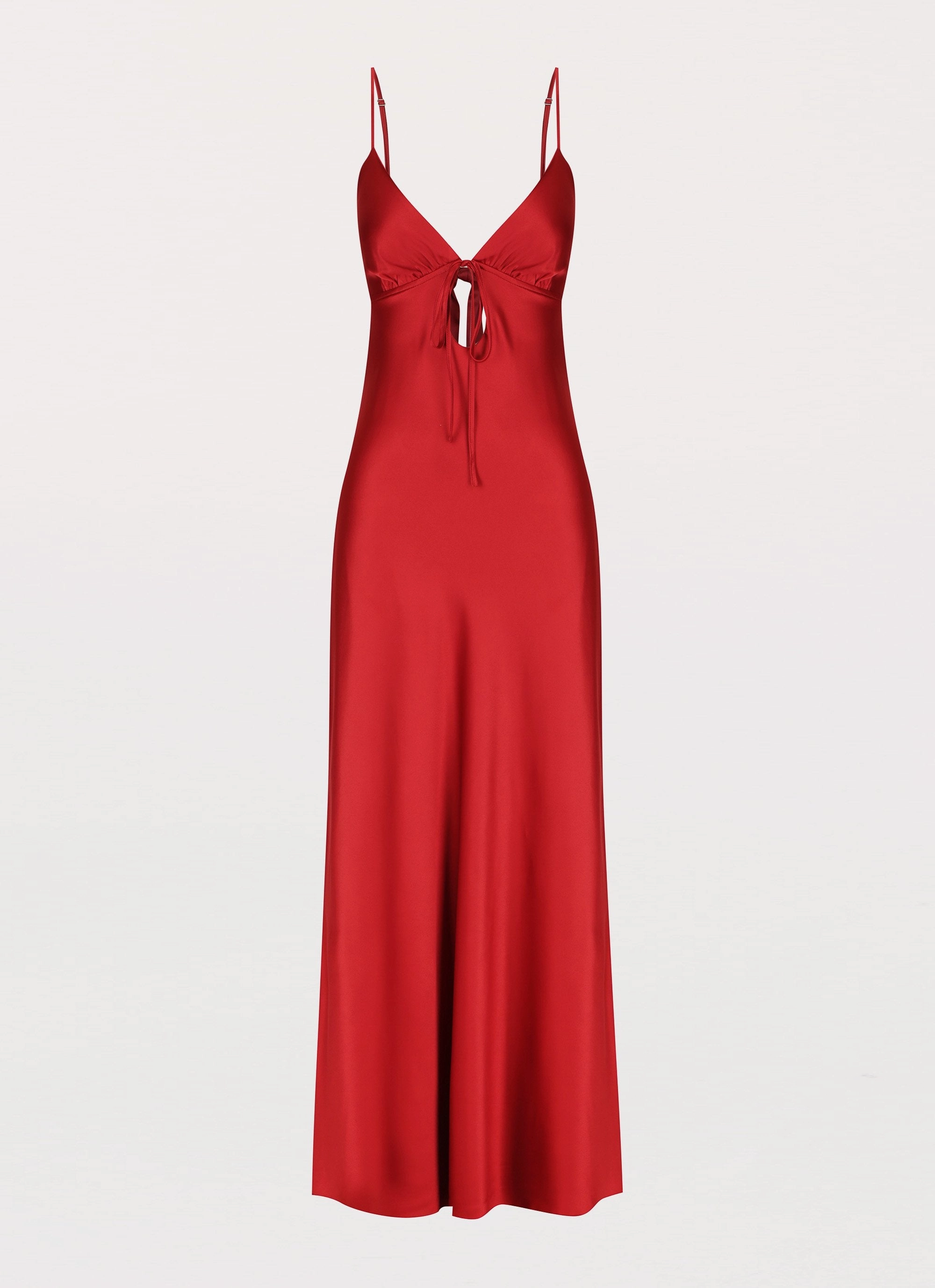 Festival Mood New York Flora Satin Maxi Dress - Cherry