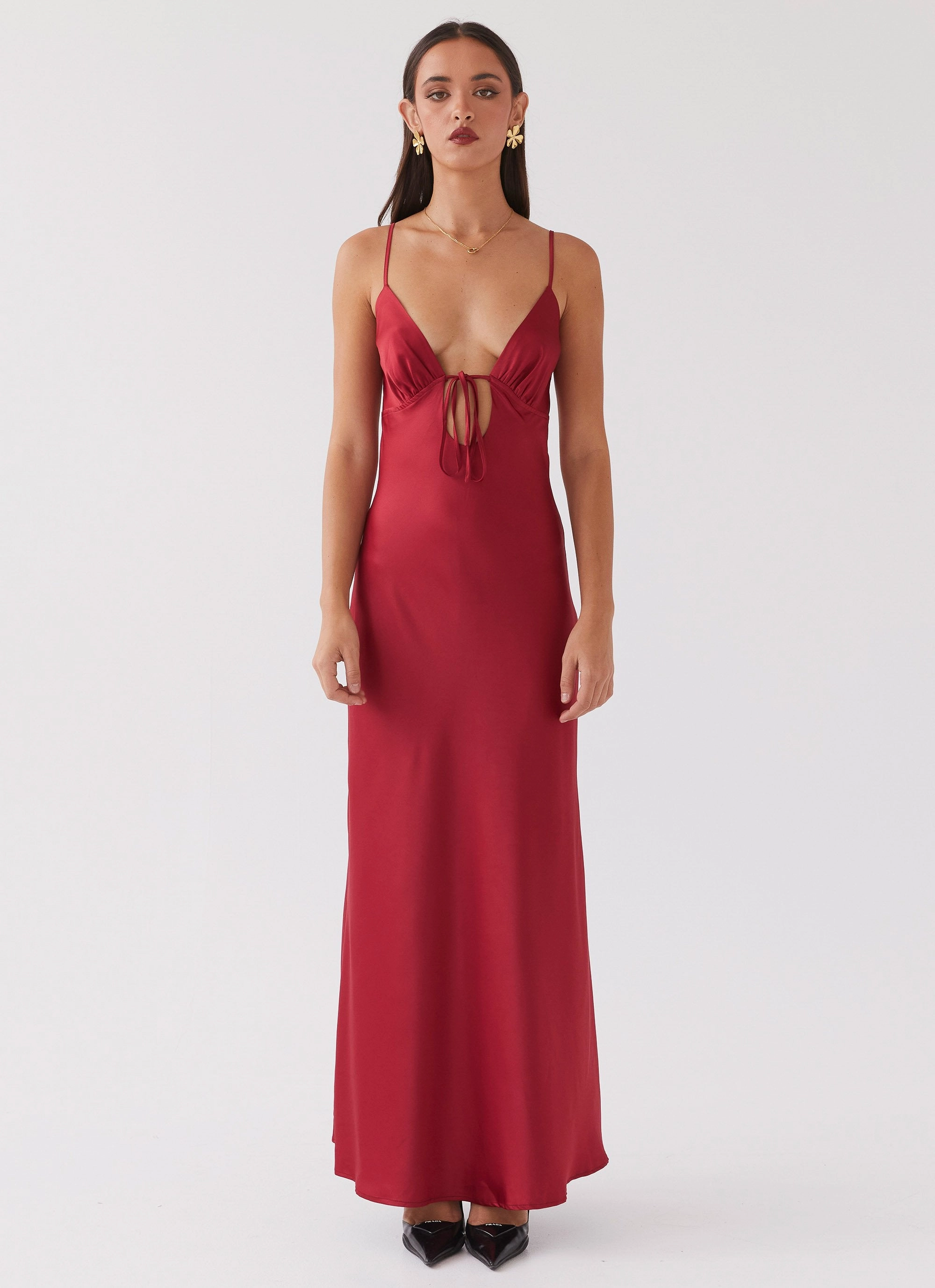 Pure Piece Flora Satin Maxi Dress - Cherry