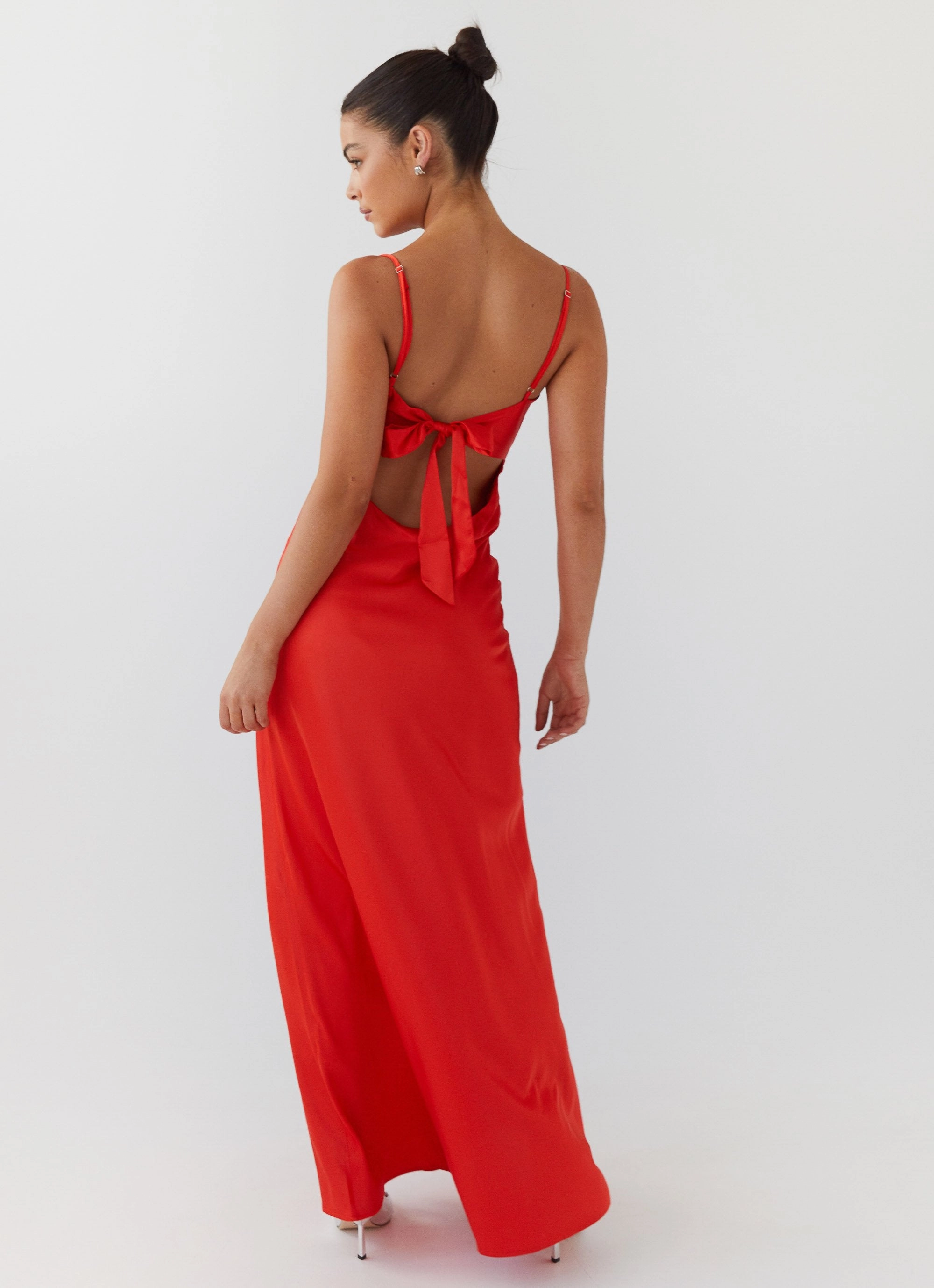 Flora Satin Maxi Dress - Citrus Sharp Look