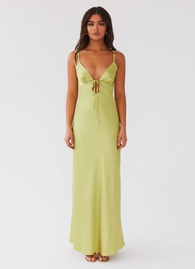 Flora Satin Maxi Dress - Green Expectations Urban Classic