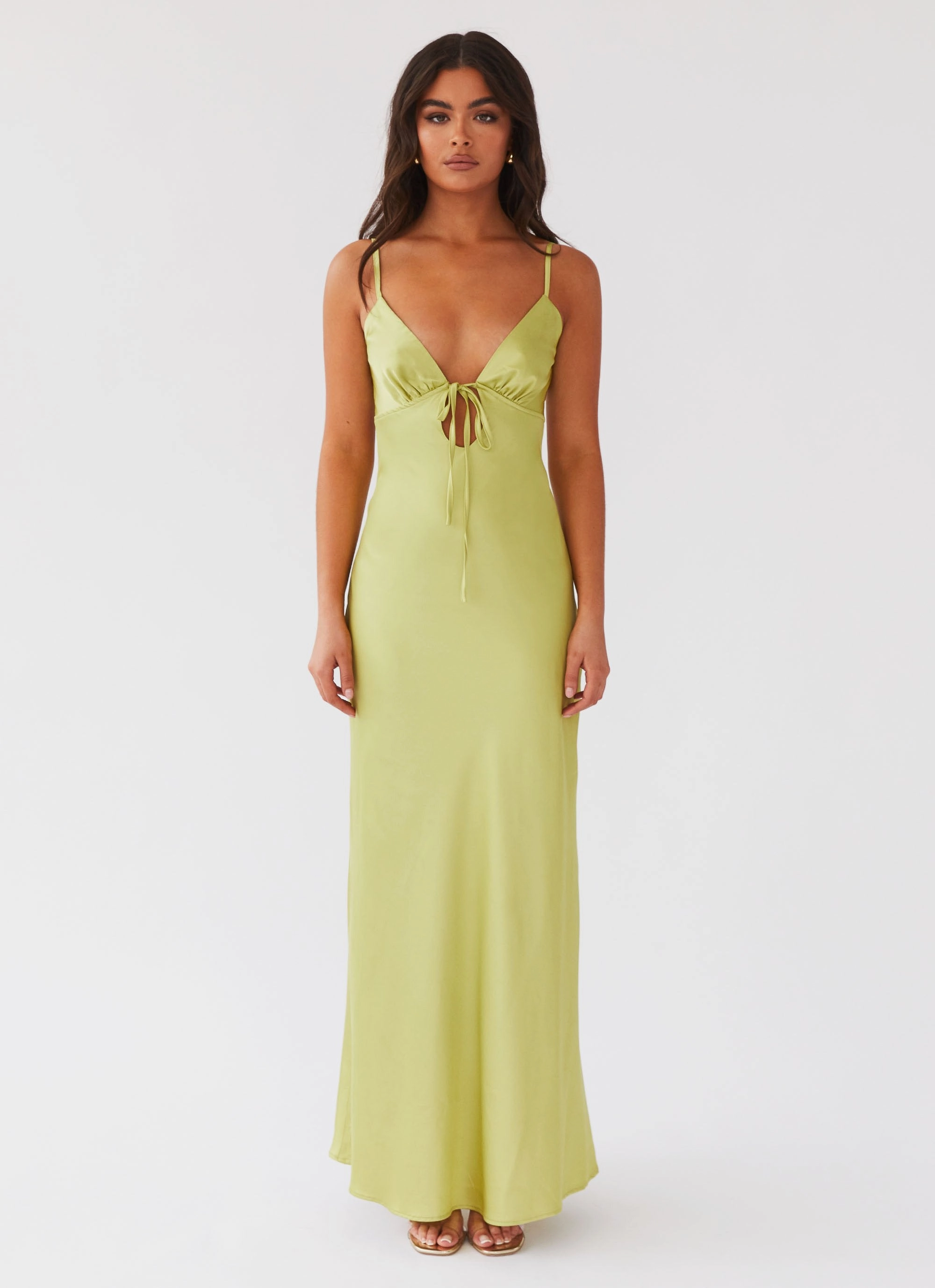 Flora Satin Maxi Dress - Green Expectations Urban Classic