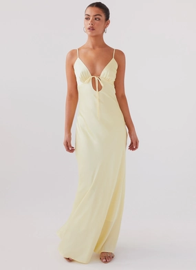 and Effortless fit dress. Flora Satin Maxi Dress - Lemon