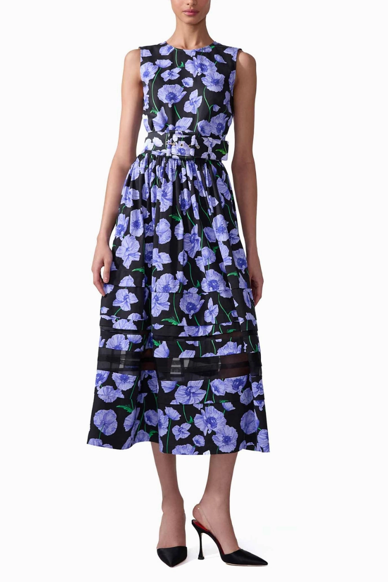 Floral Print Midi Dress Fit Focused Light Mood