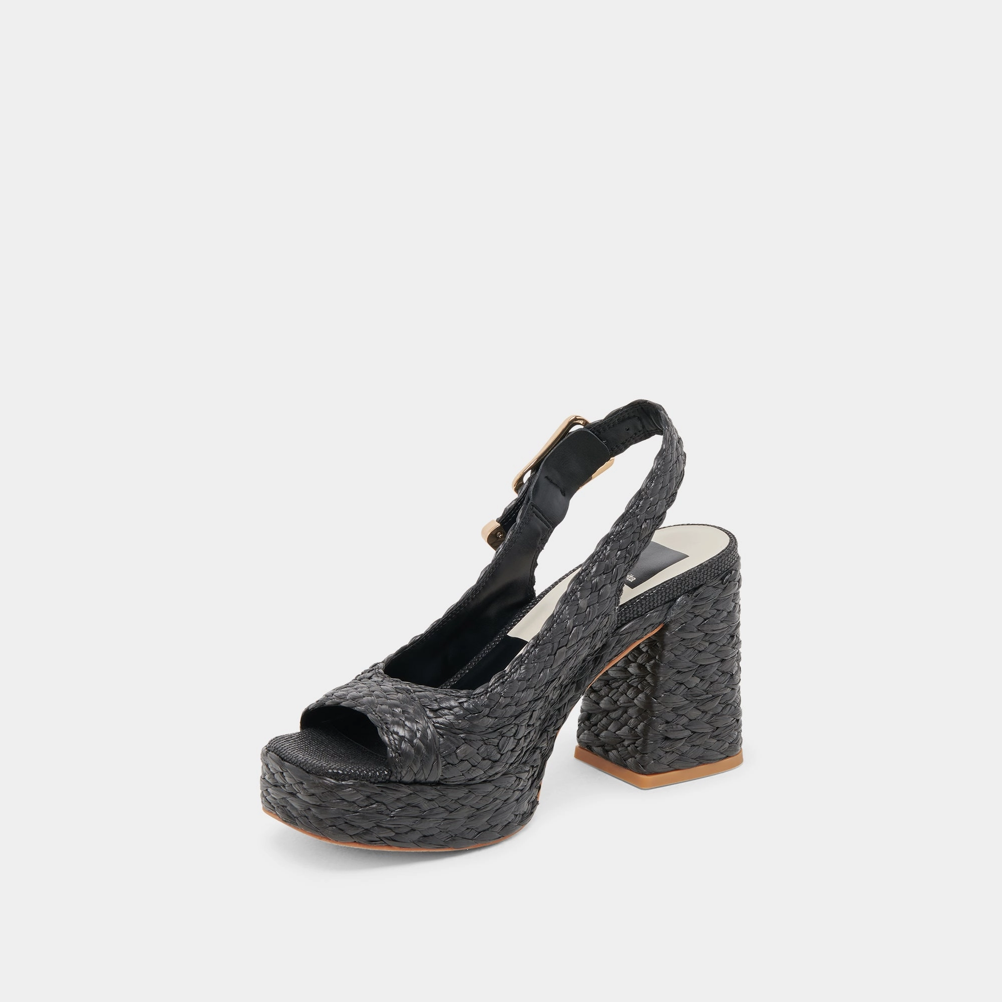 Classy Footwear Bold Appeal FLORES HEELS ONYX RAFFIA