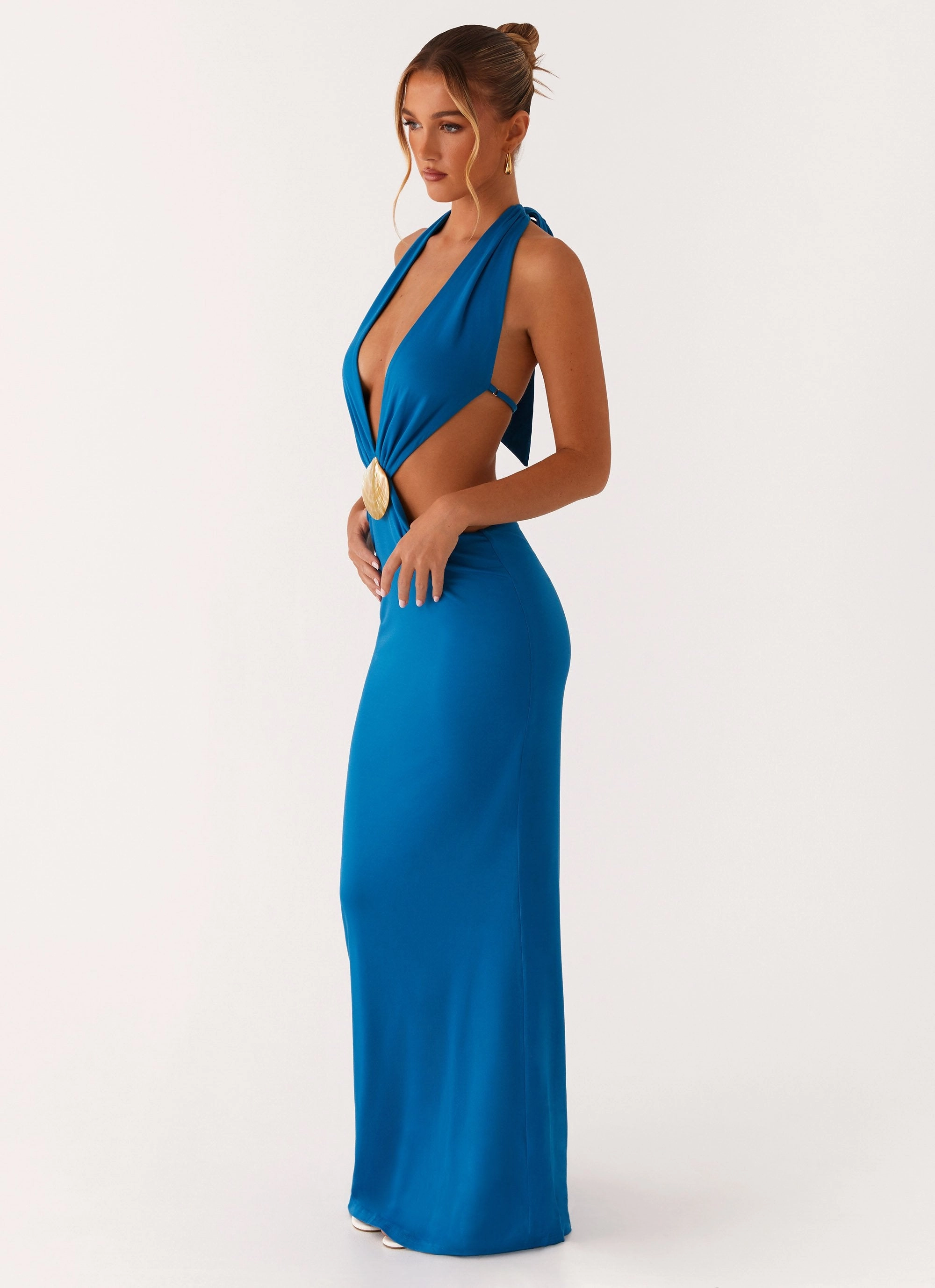 Flossy Maxi Dress - Royal Blue Subtle Drape
