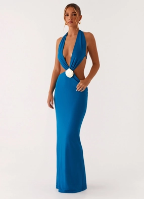 Flossy Maxi Dress - Royal Blue Minimalist Elegance